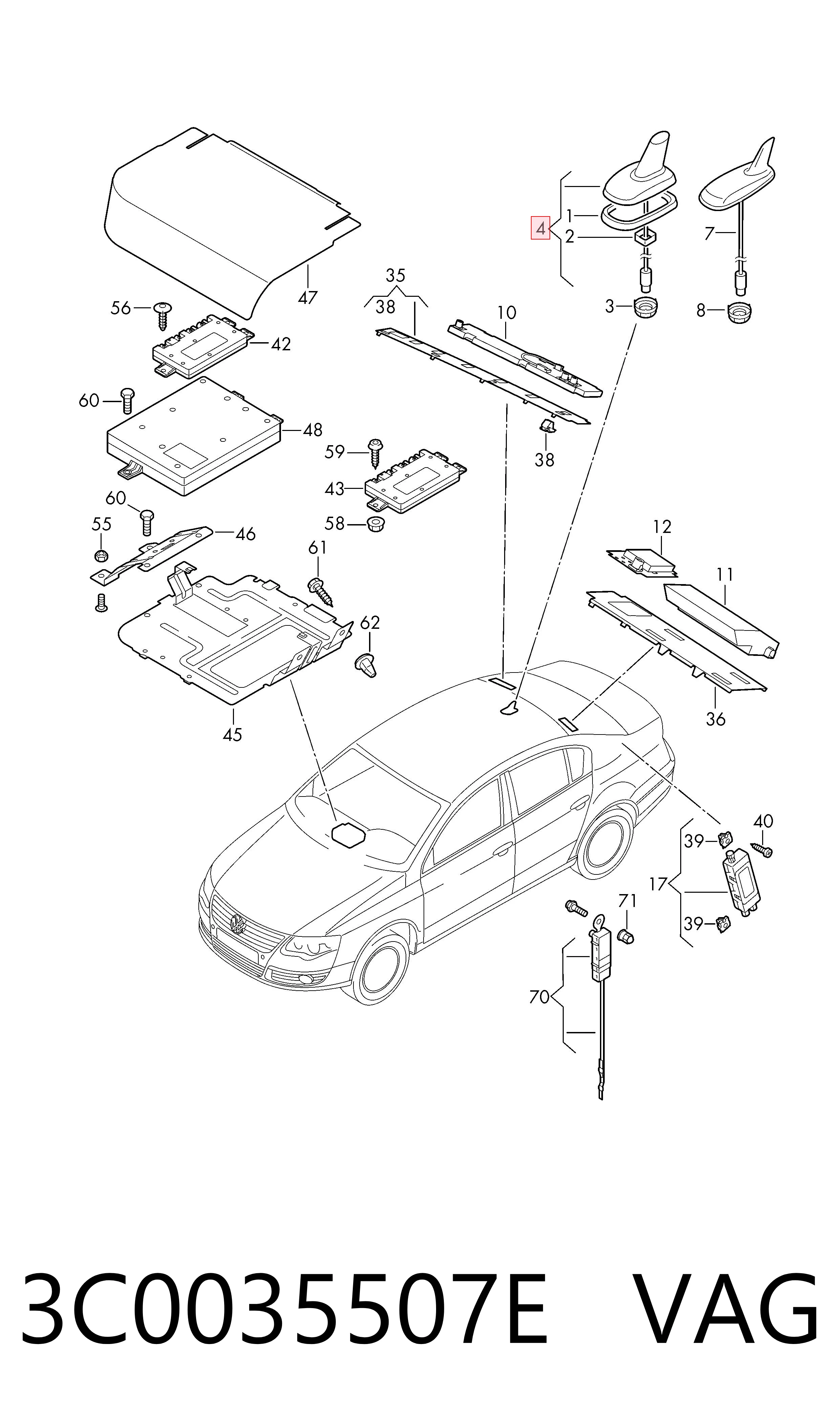 Антенна на крышу на Volkswagen Caddy IV SAB, SAJ