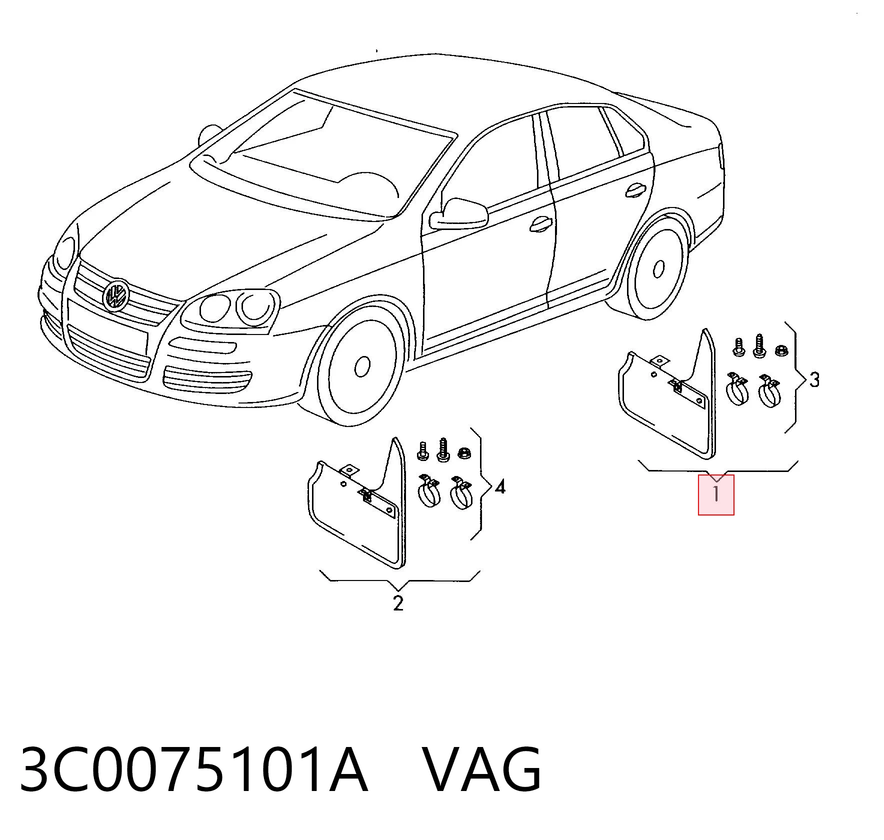 Брызговики задние, комплект на Volkswagen Passat B6 3C2
