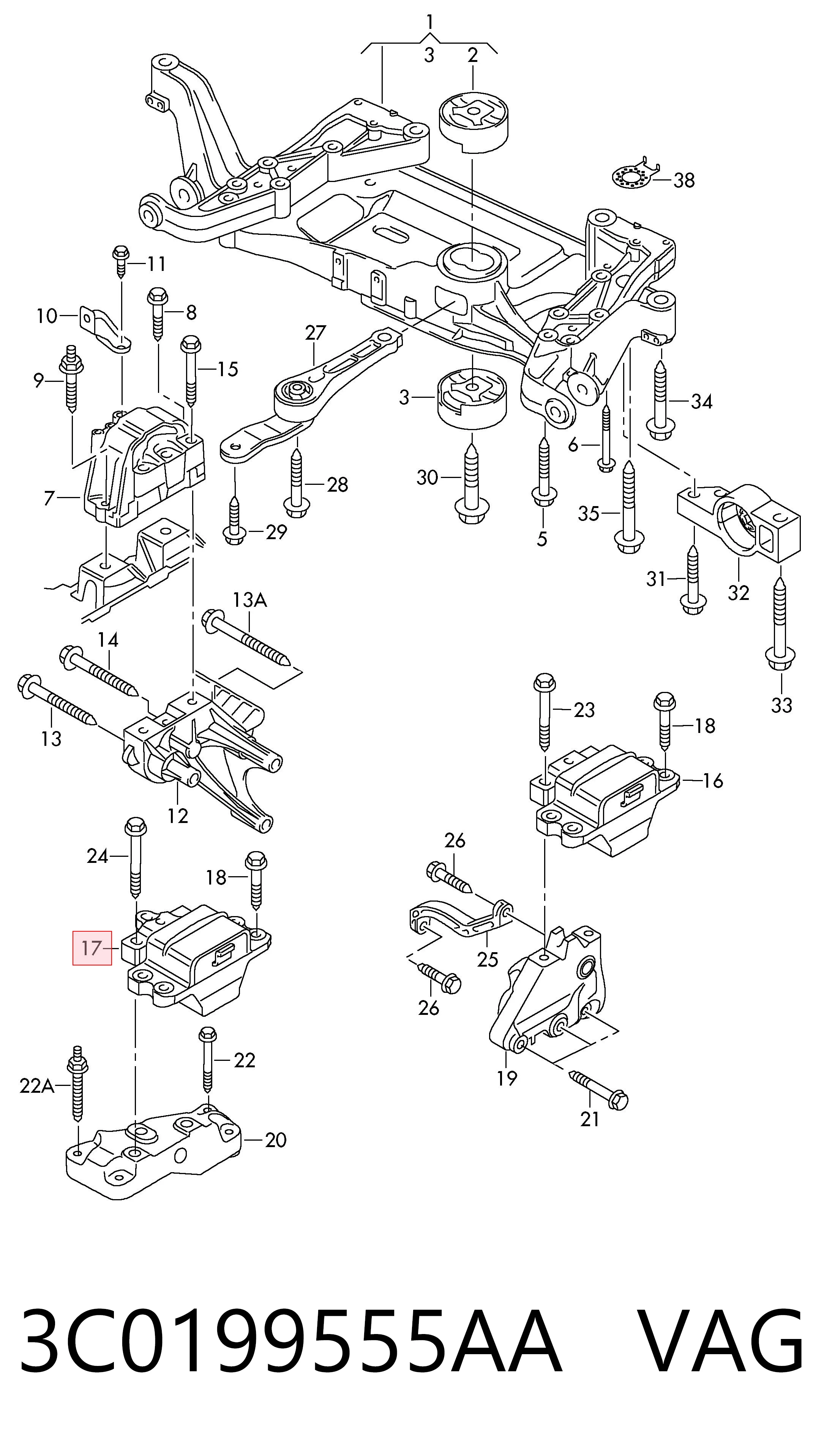 Подушка (опора) двигателя, левая на Volkswagen Passat B7 362