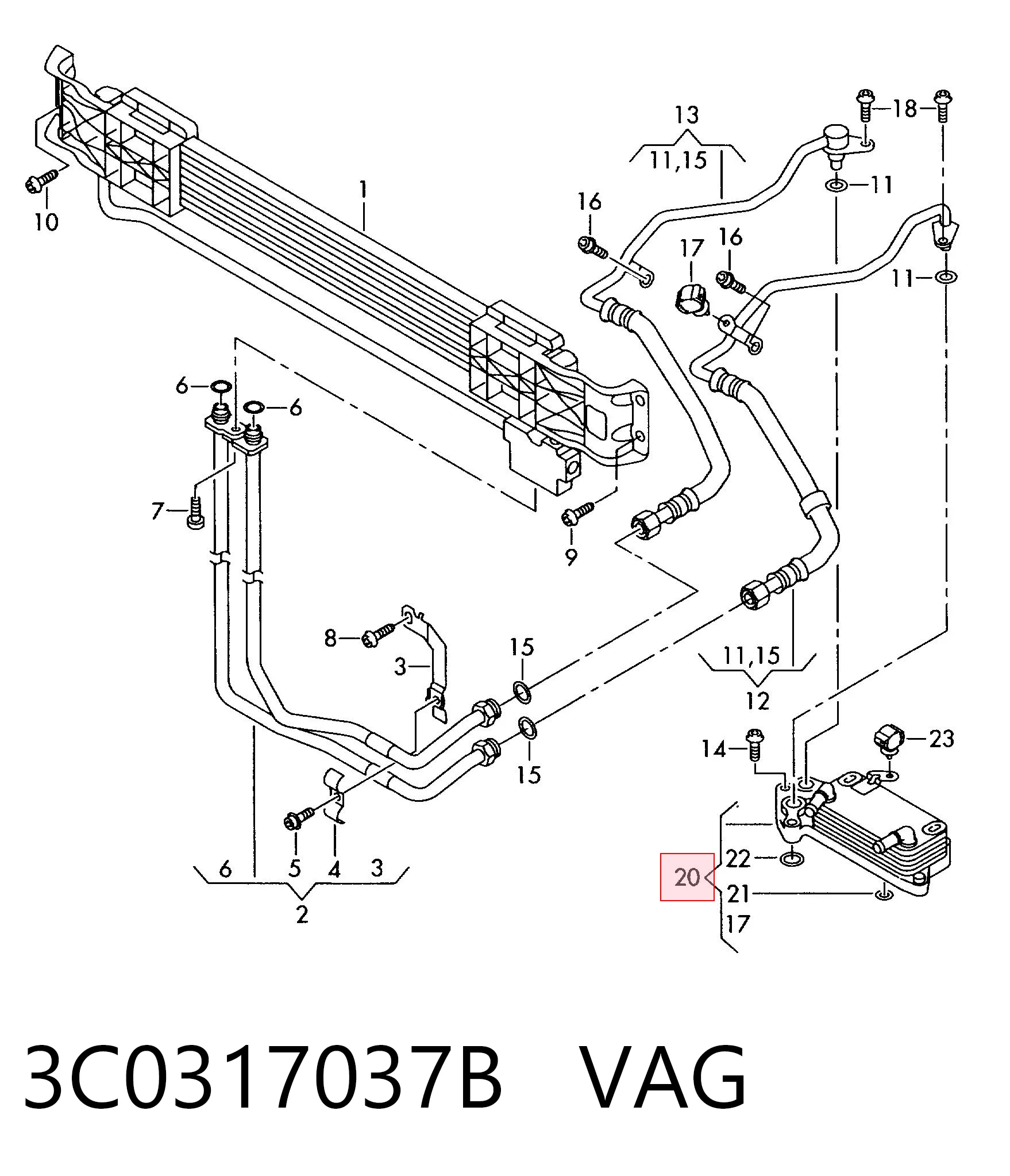 3C0317037B VAG Радиатор охлаждения, АКПП