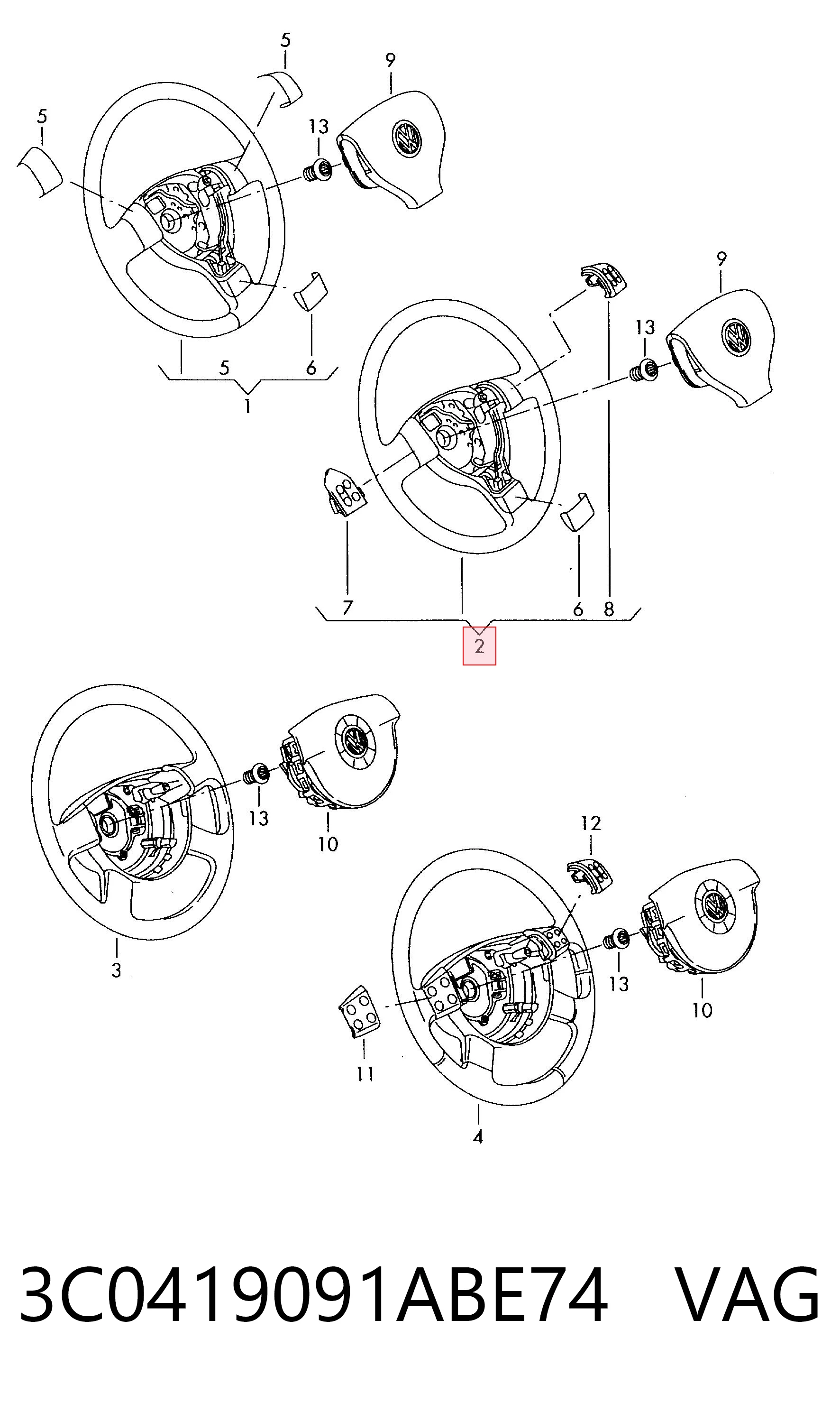Колесо рулевое на Volkswagen Caddy III 2KA, 2KH, 2CA, 2CH