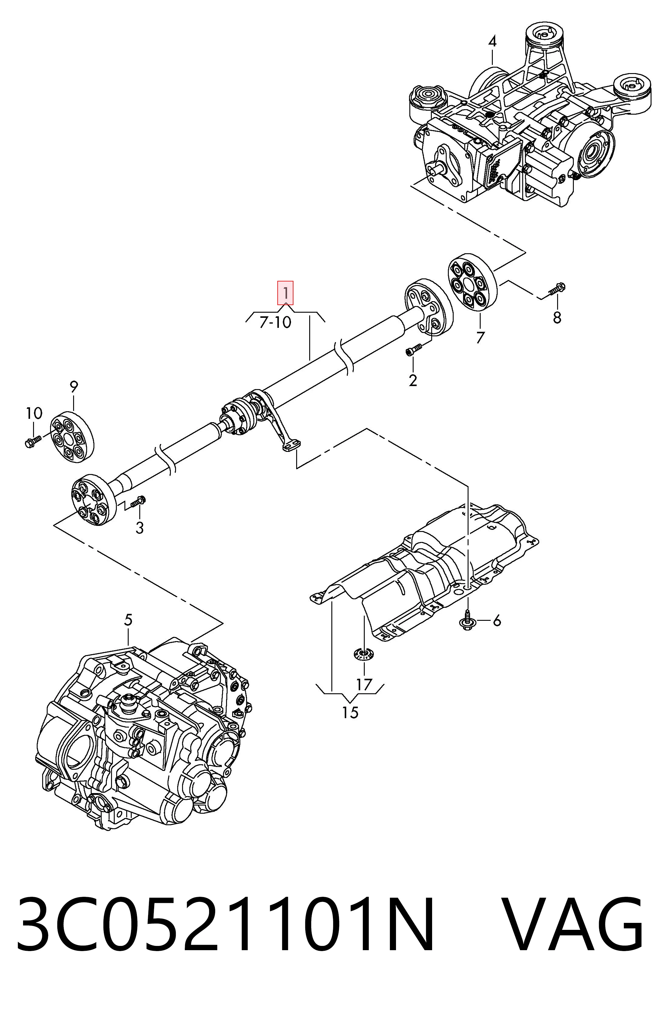 Карданный вал заднего моста на Volkswagen Passat B7 362