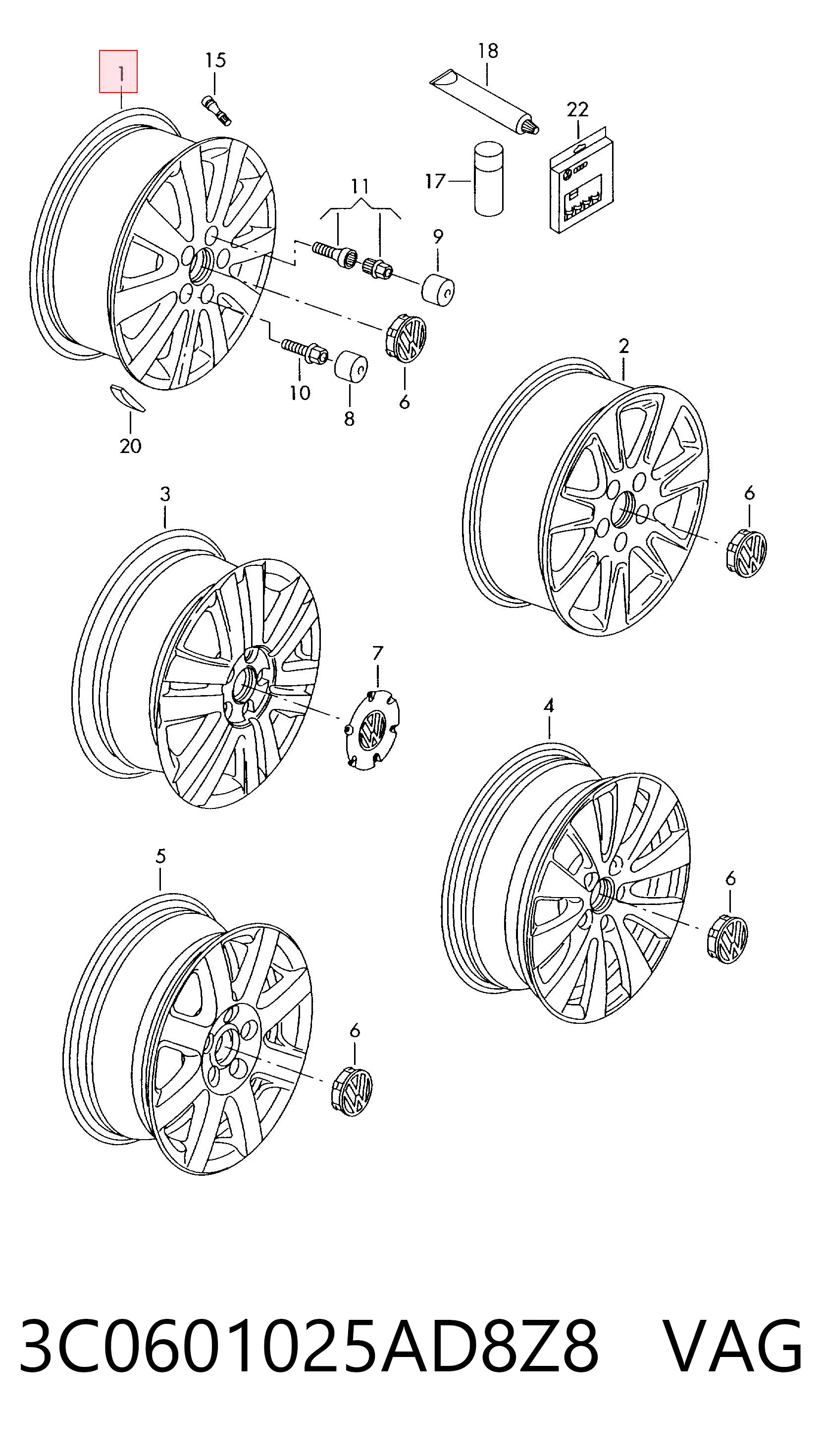 3C0601025AD8Z8 VAG Оригинальные диски