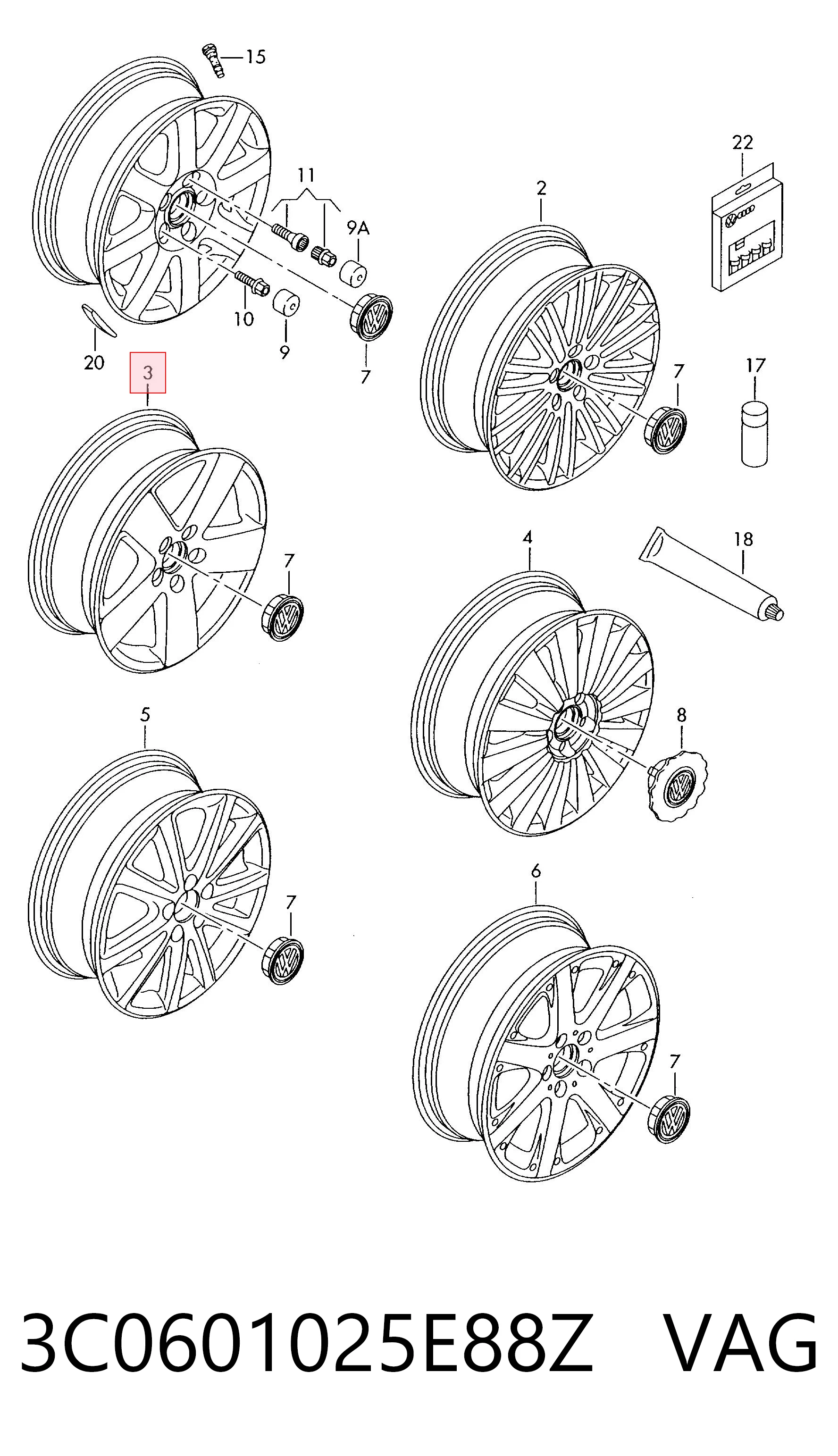 3C0601025E88Z VAG Оригинальные диски
