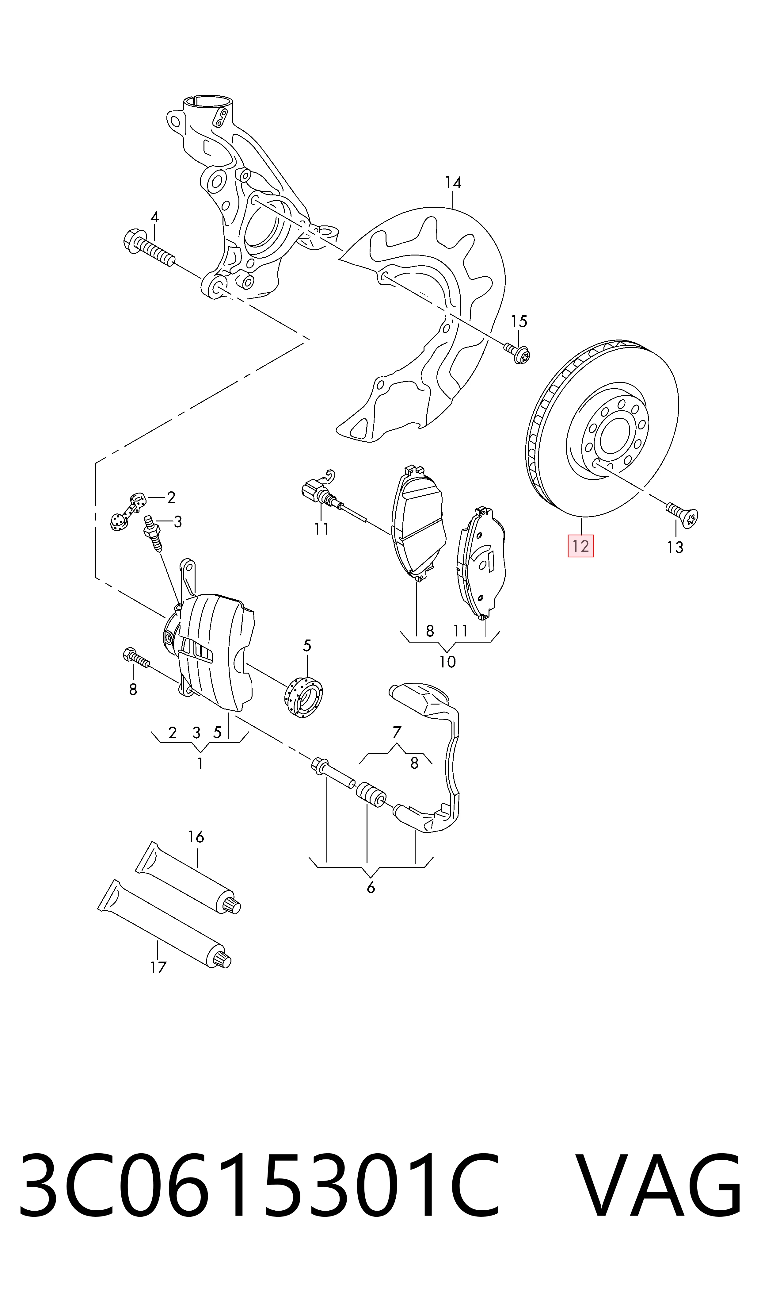 3C0615301C VAG Диск тормозной передний