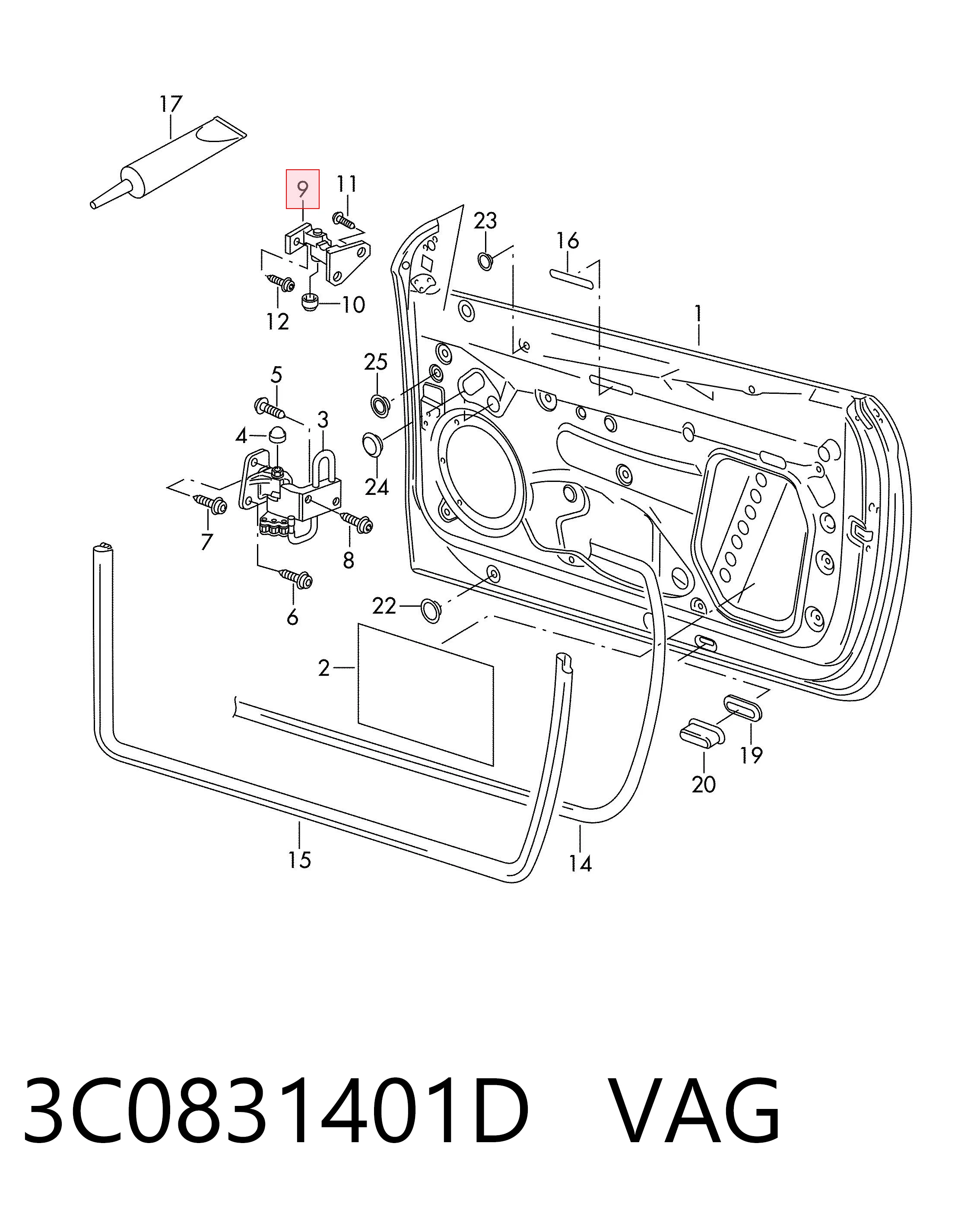 Петля водительской двери VAG 3C0831401D цена, от 22.50 USD