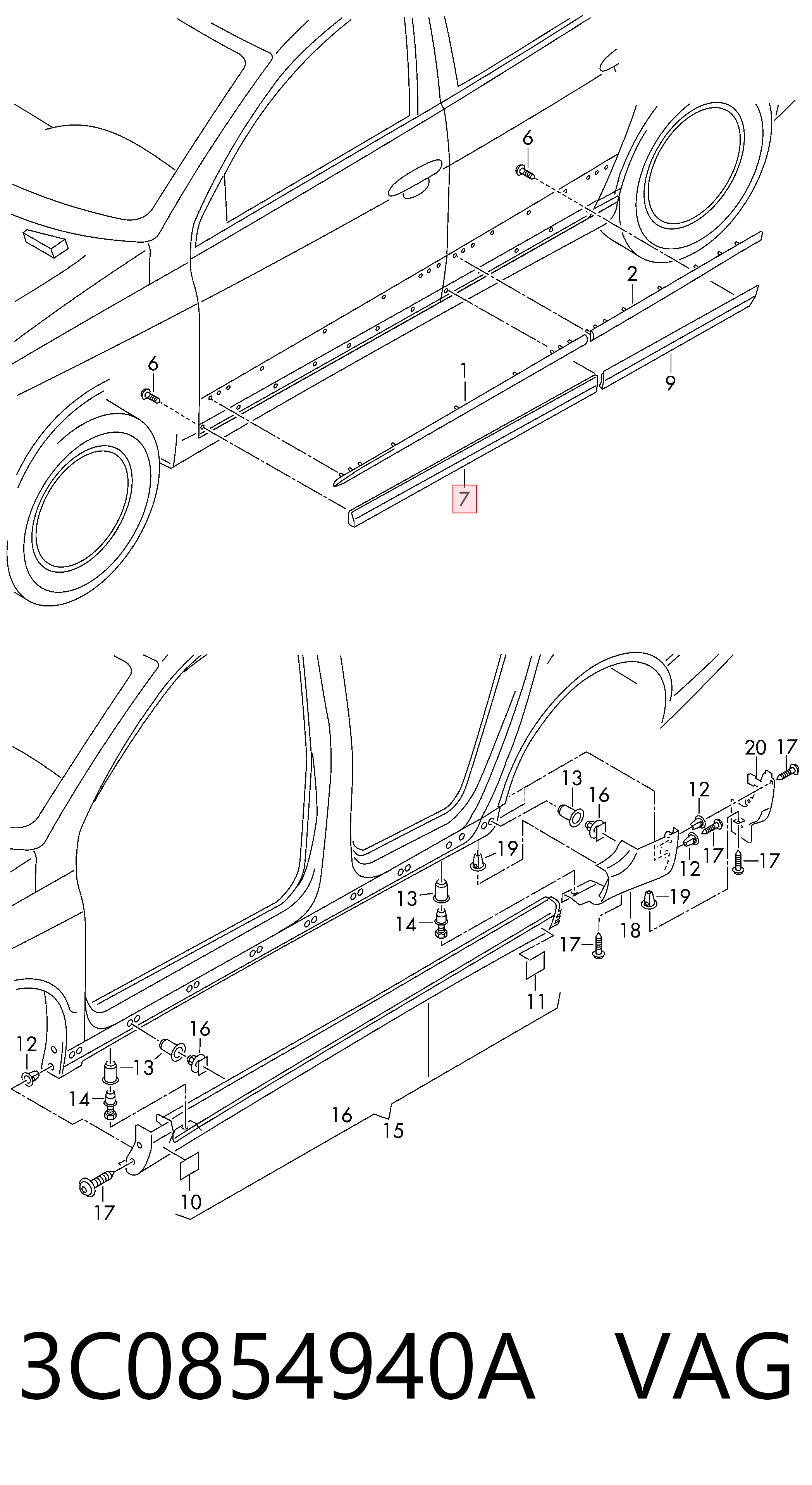 Накладка двери передней правой Diamond/DPA 3C0854940A9B9
