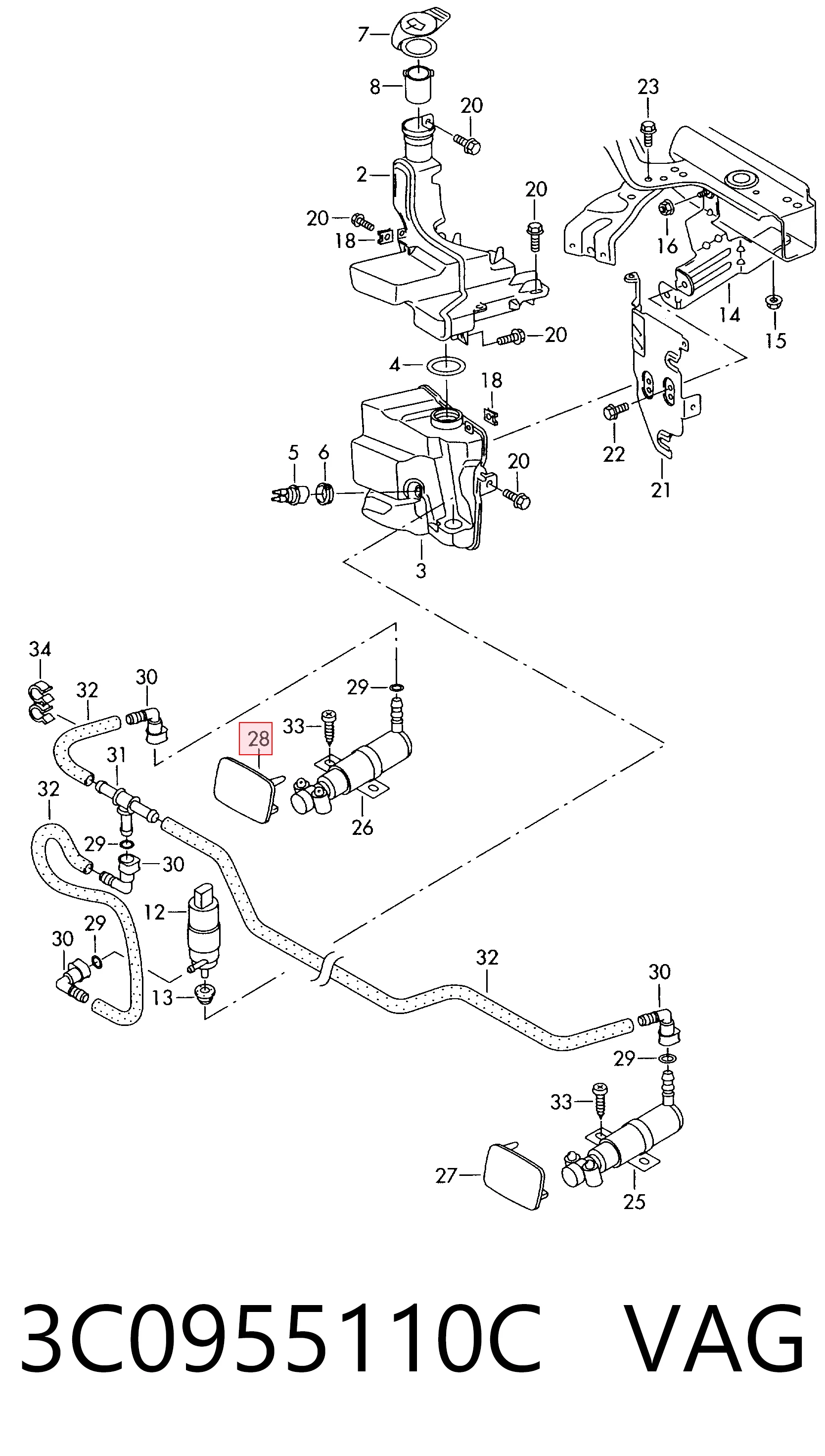 3C0955110C VAG Накладка форсунки омывателя фары передней