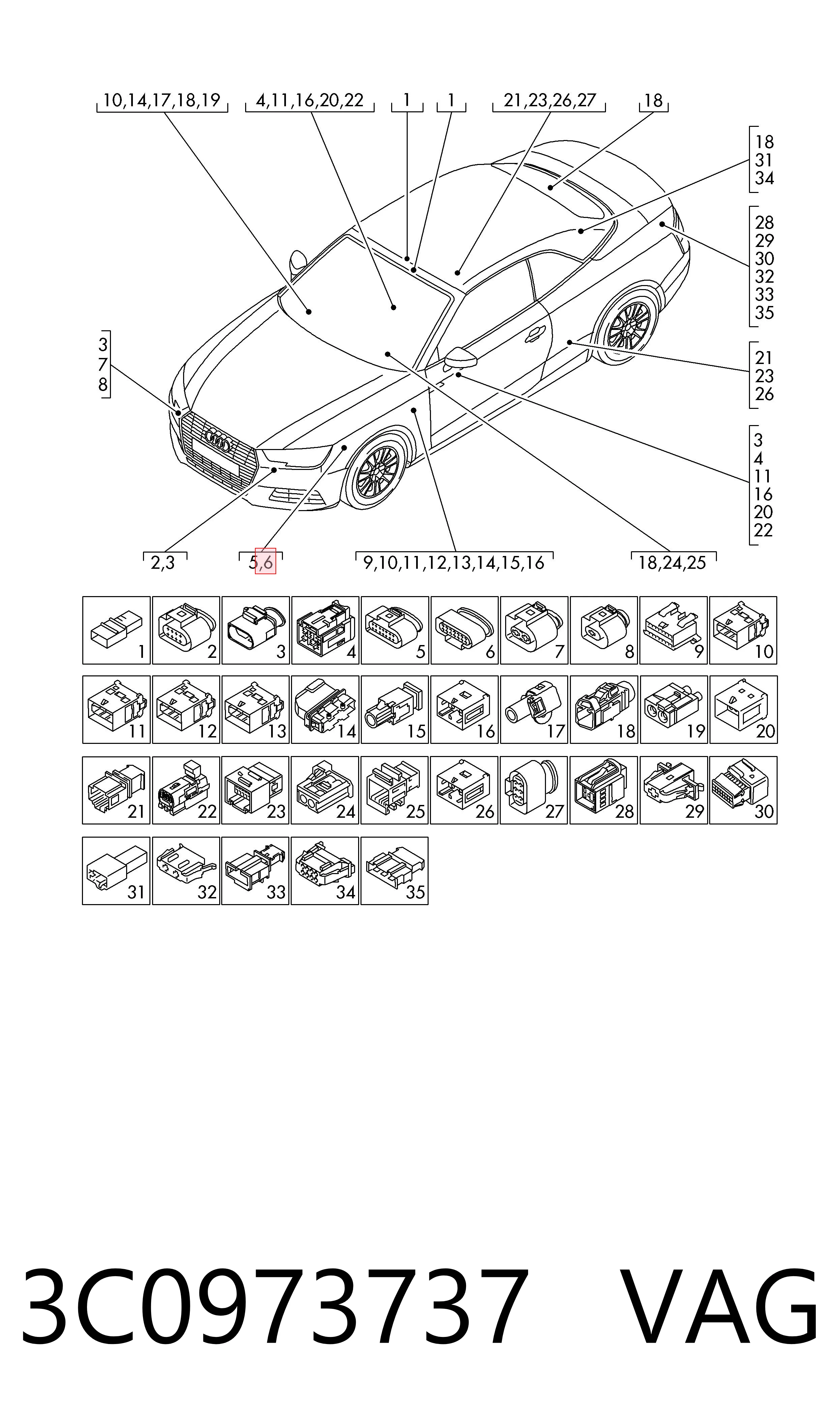 3C0973737 VAG Провод фары