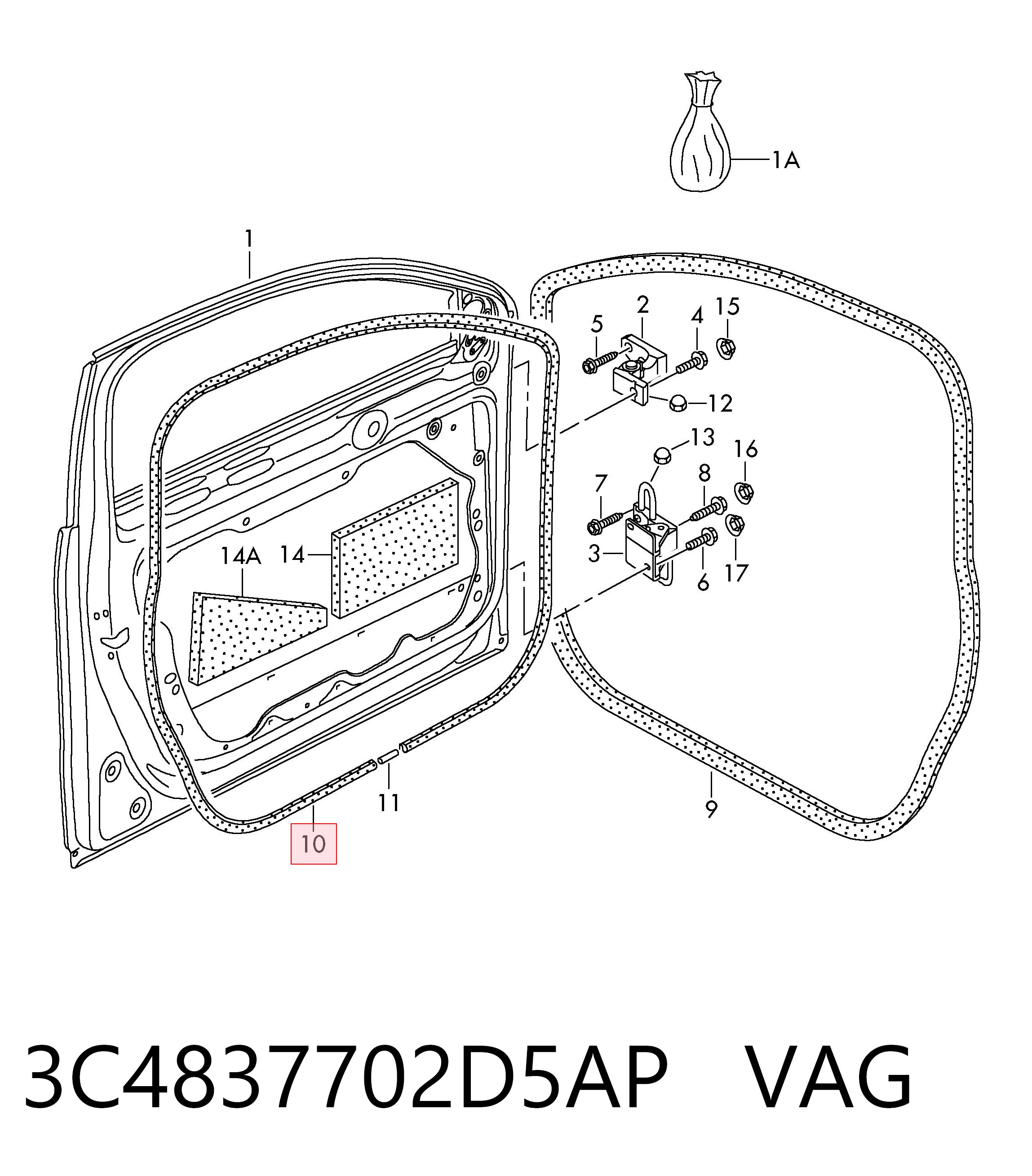 Уплотнитель двери передней правой (на двери) VAG 3C4837702D5AP цена, от 7.60 USD