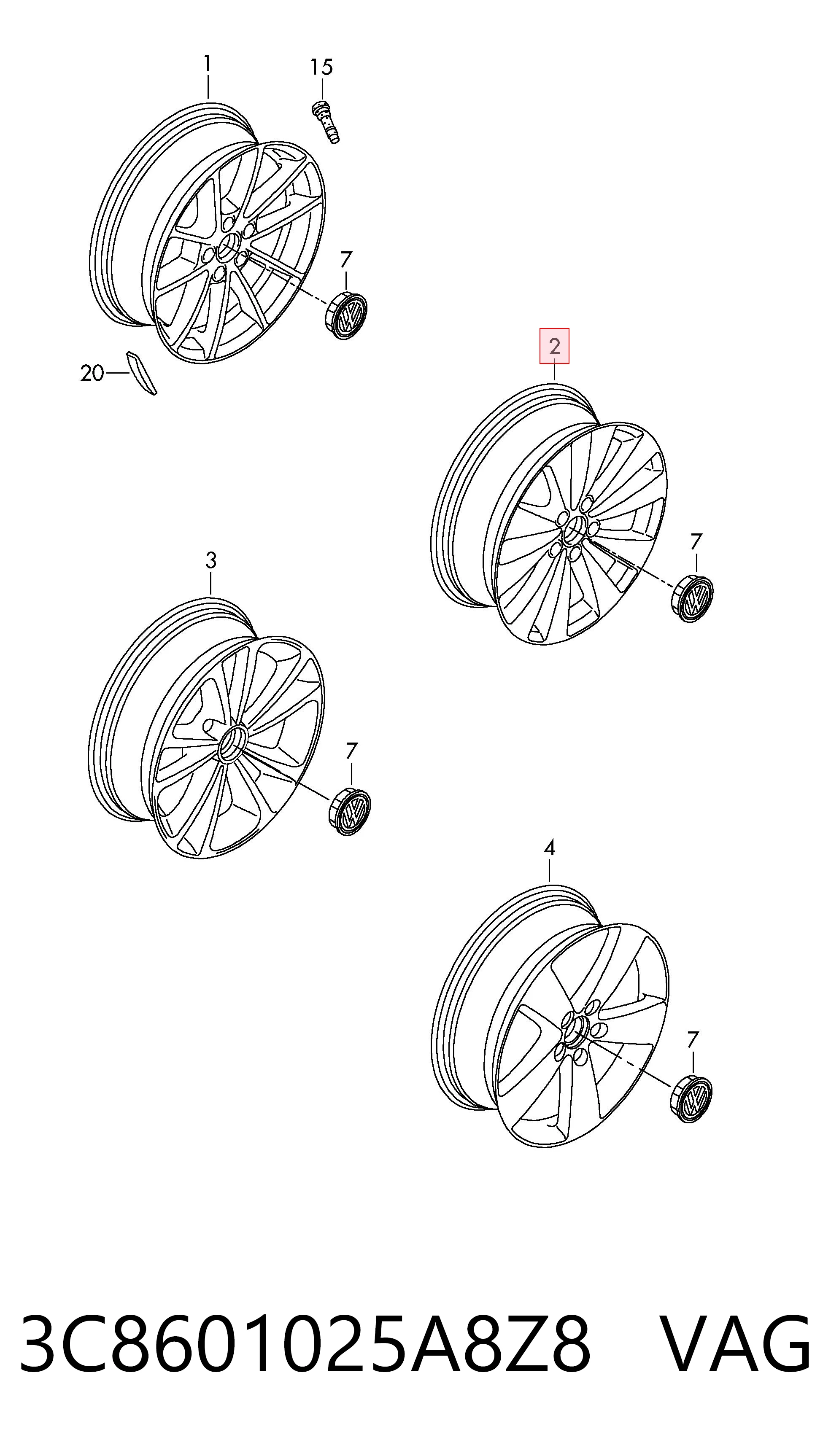 3C8601025A8Z8 VAG Оригинальные диски
