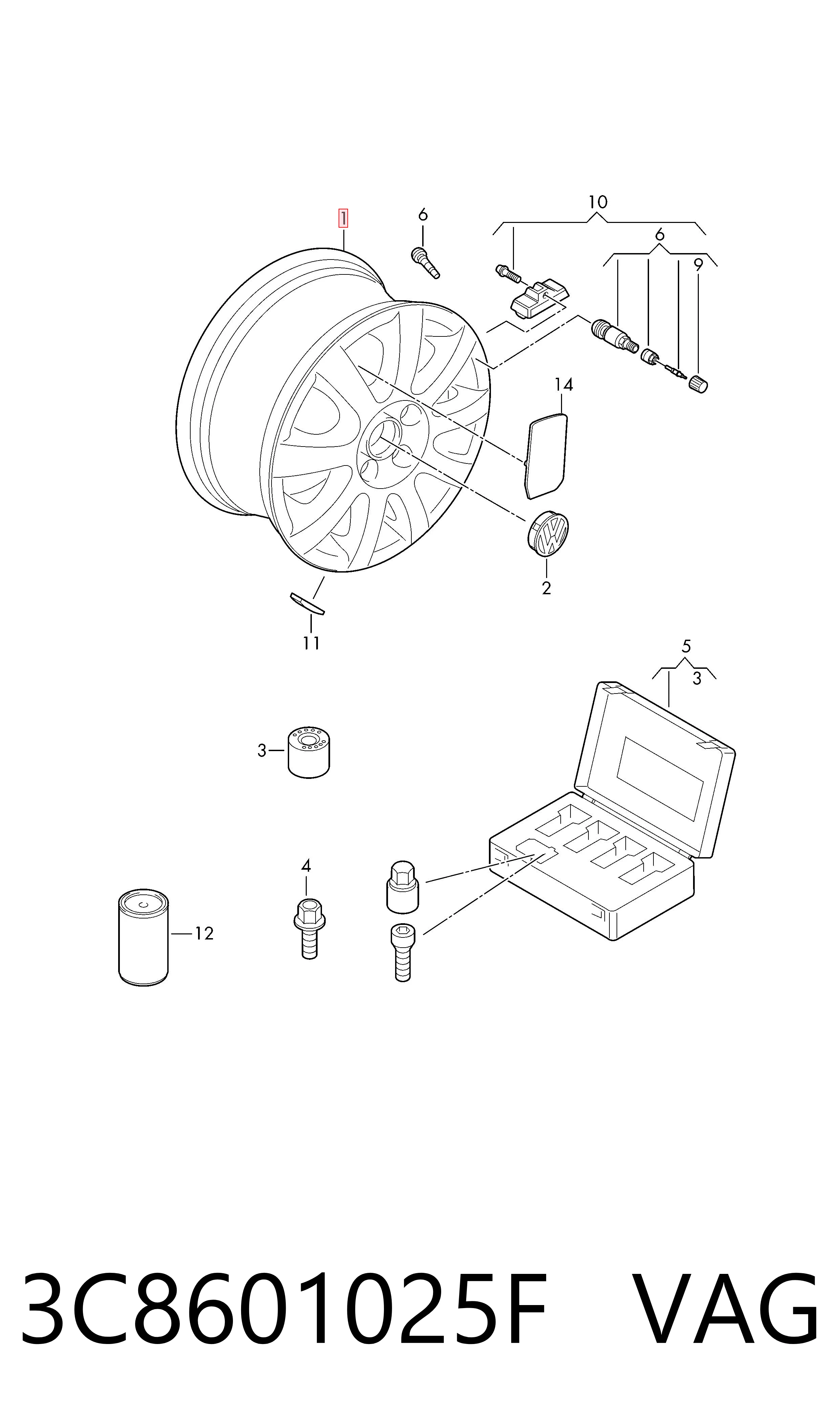 3C8601025F VAG Оригинальные диски