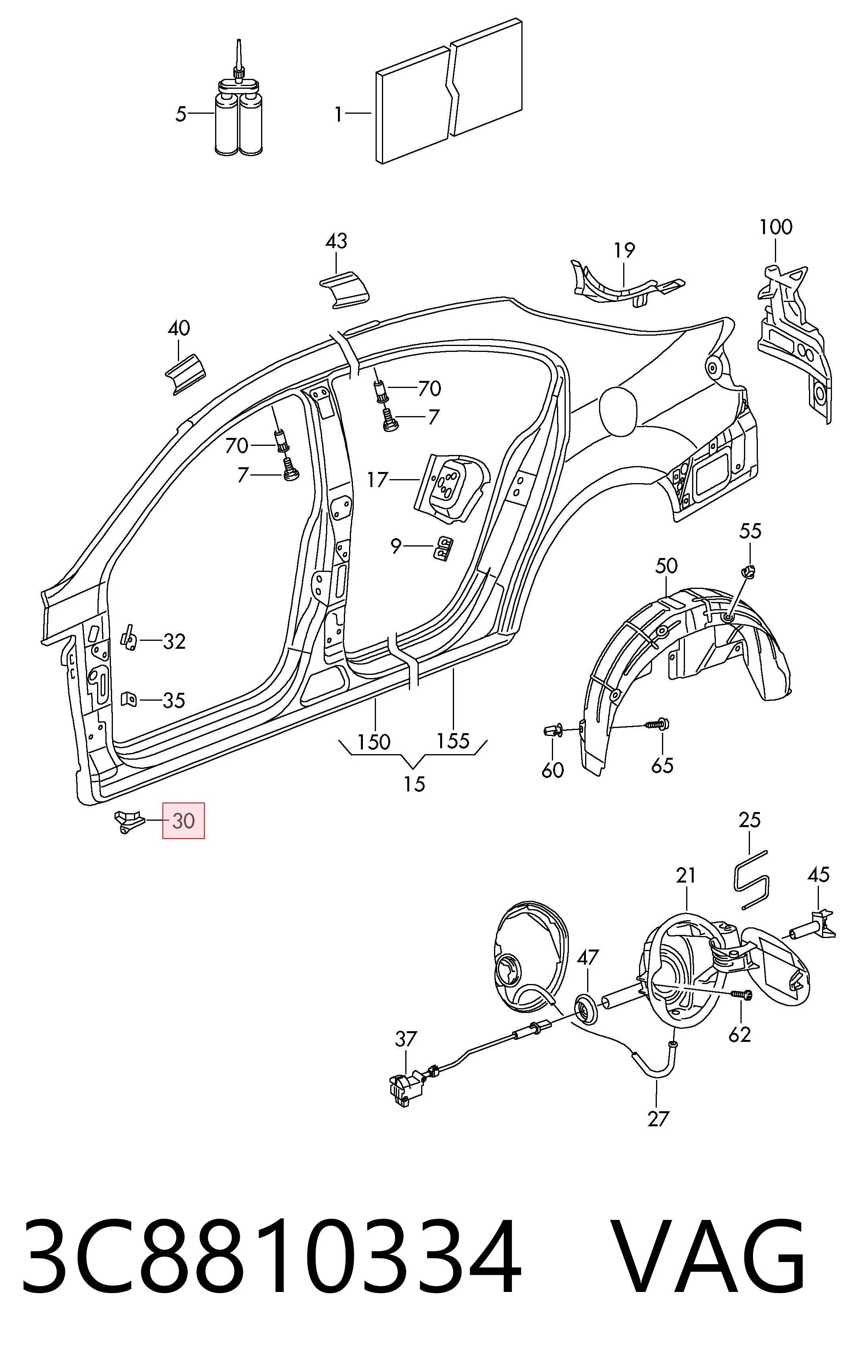  VAG 3C8810334 цена, от 30.86 USD
