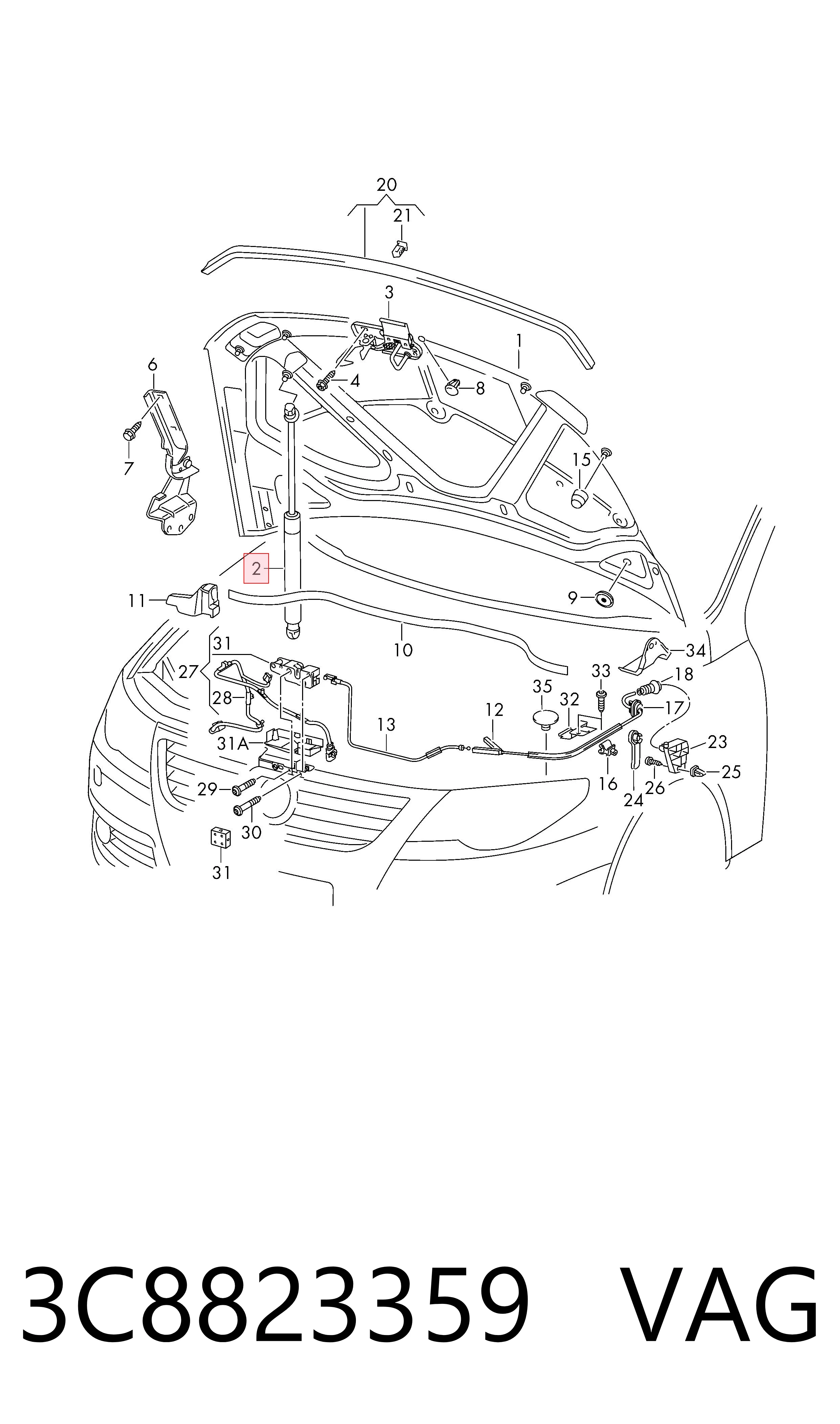Амортизатор капота газовый Volkswagen Passat CC B7 седан (358) (2011 - 2017) цена, от 12.10 USD