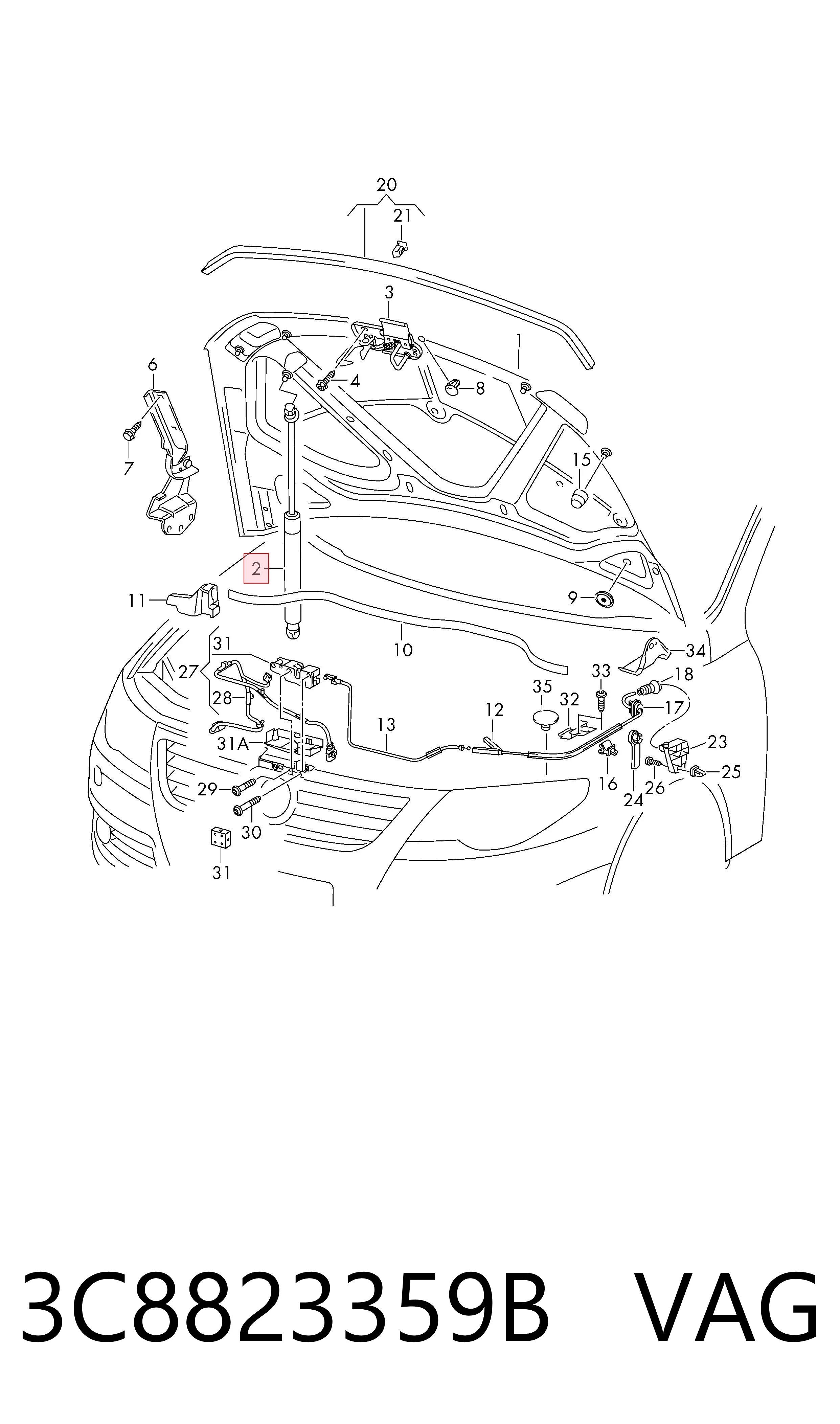  Амортизатор капота Volkswagen Passat 