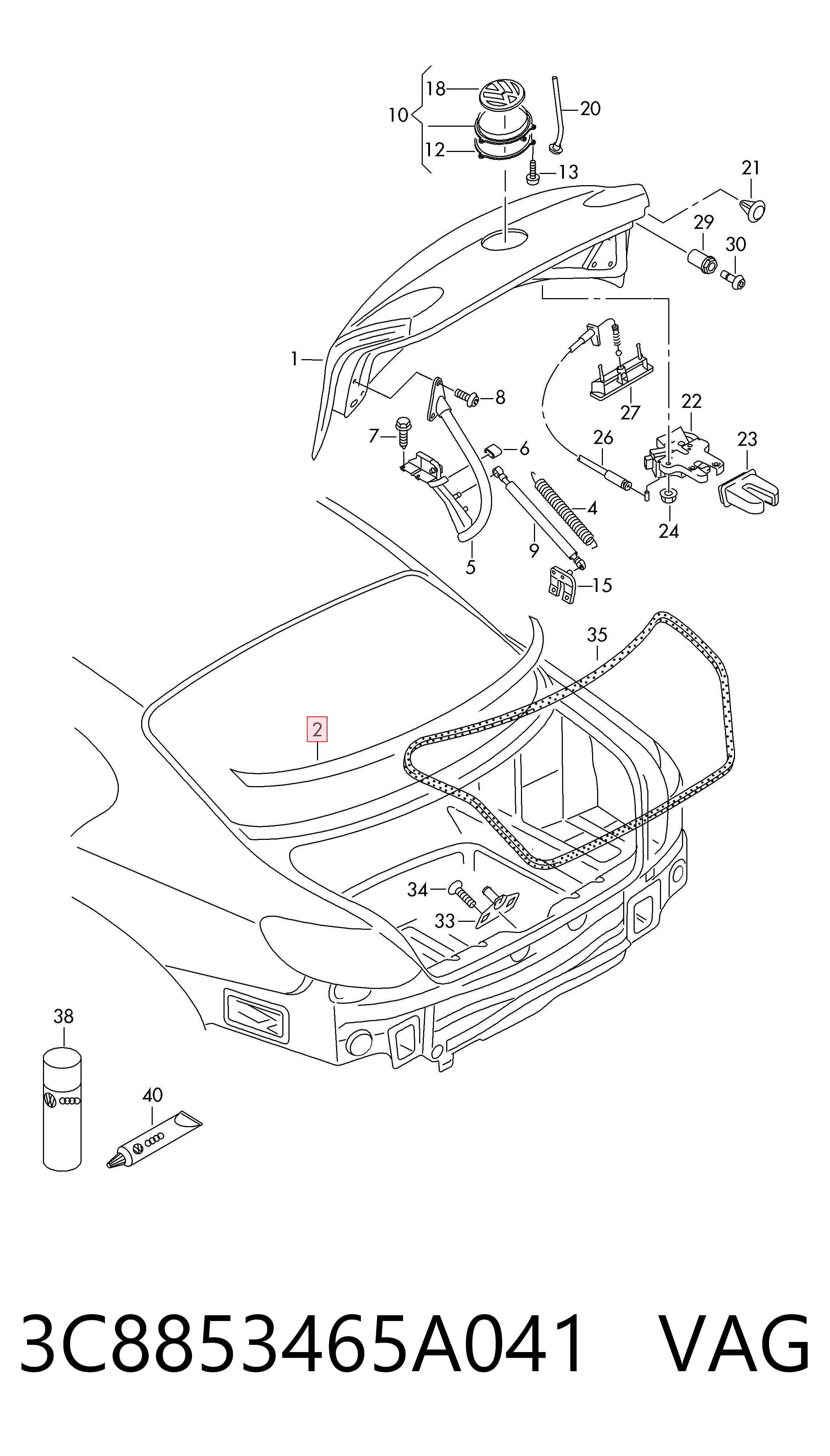 3C8853465A Ford Молдинг заднего стекла, нижний
