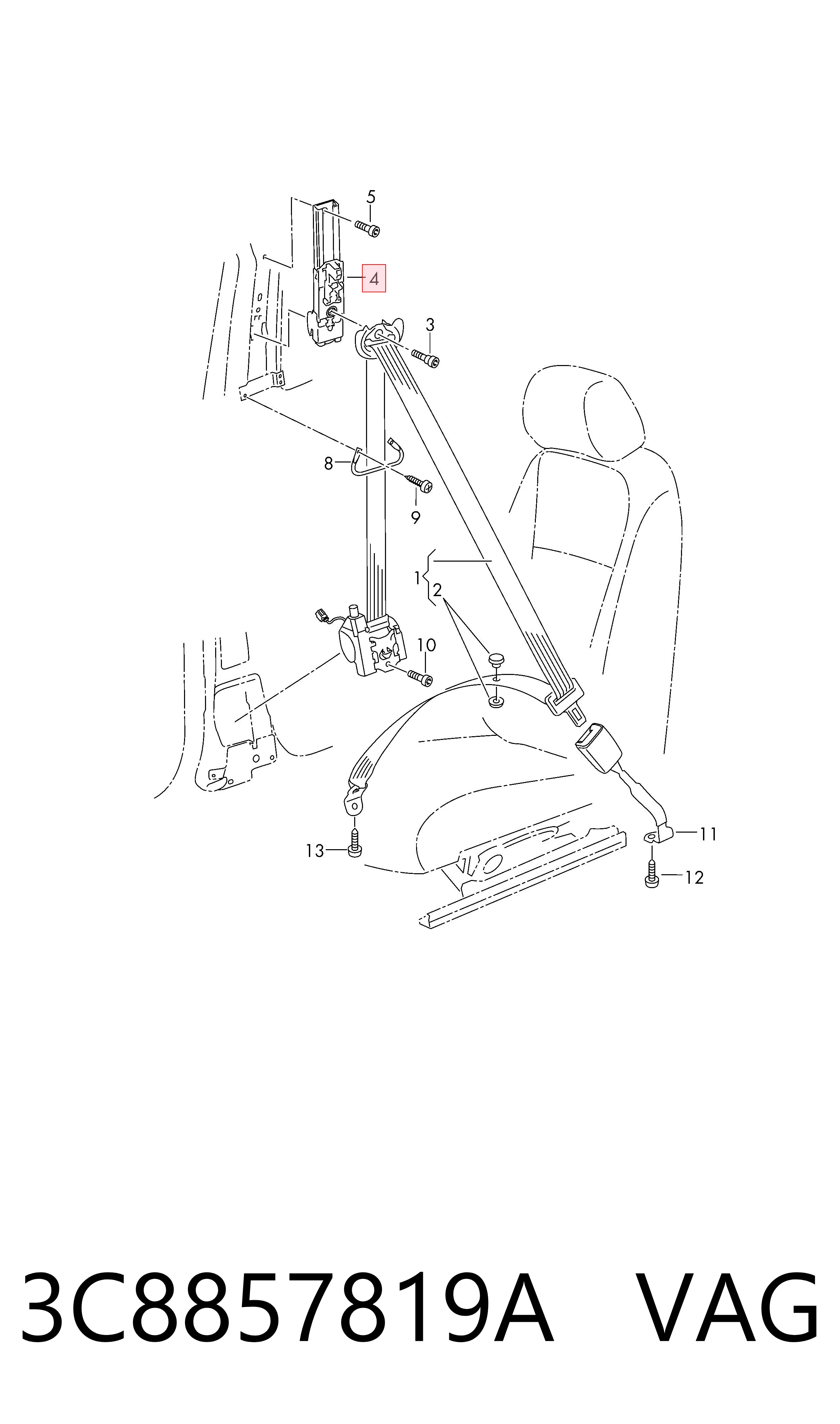 Направляющая ремня безопасности VAG 3C8857819A цена, от 10.16 USD