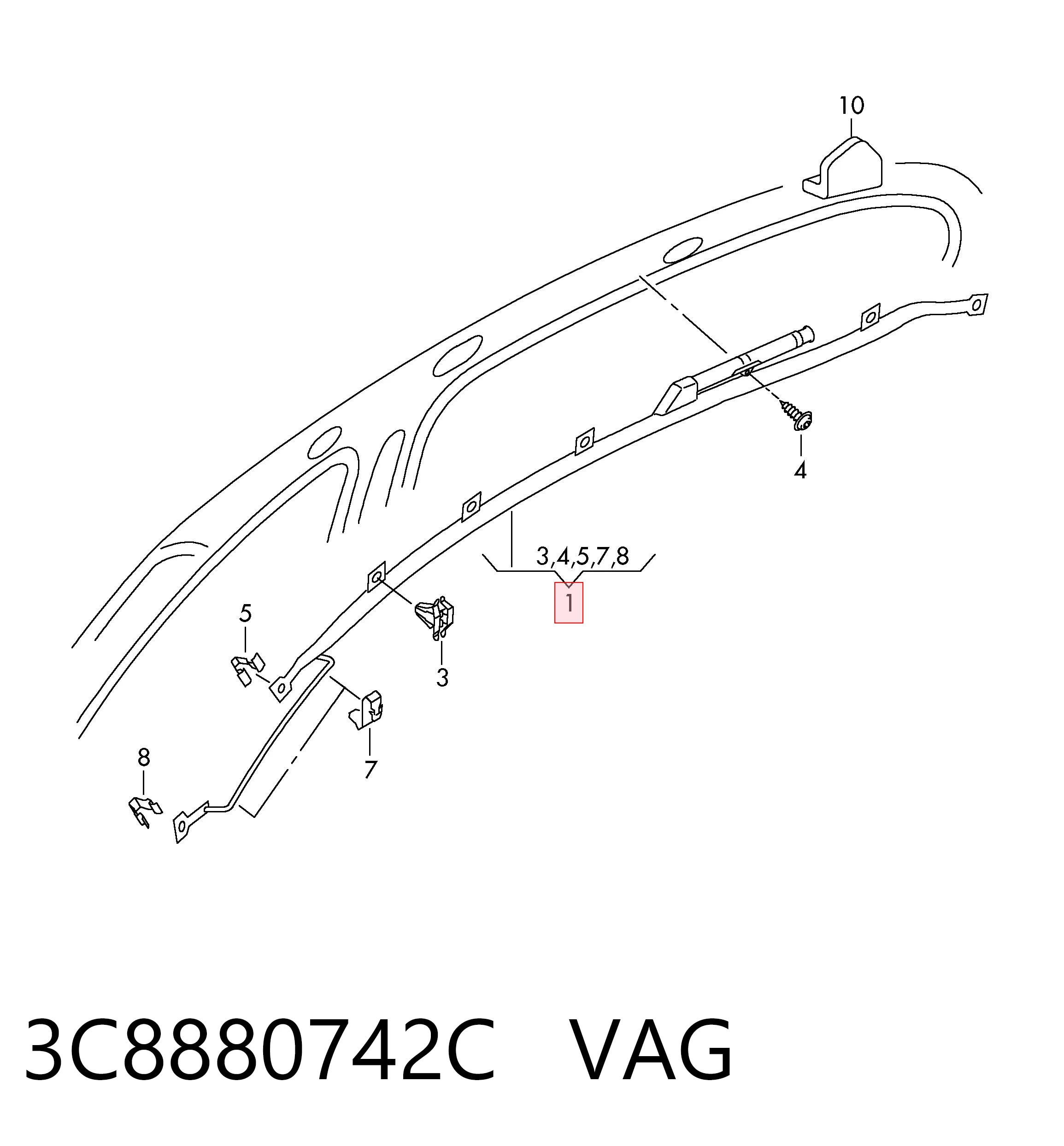 3C8880742C VAG Подушка безопасности, сбоку правая