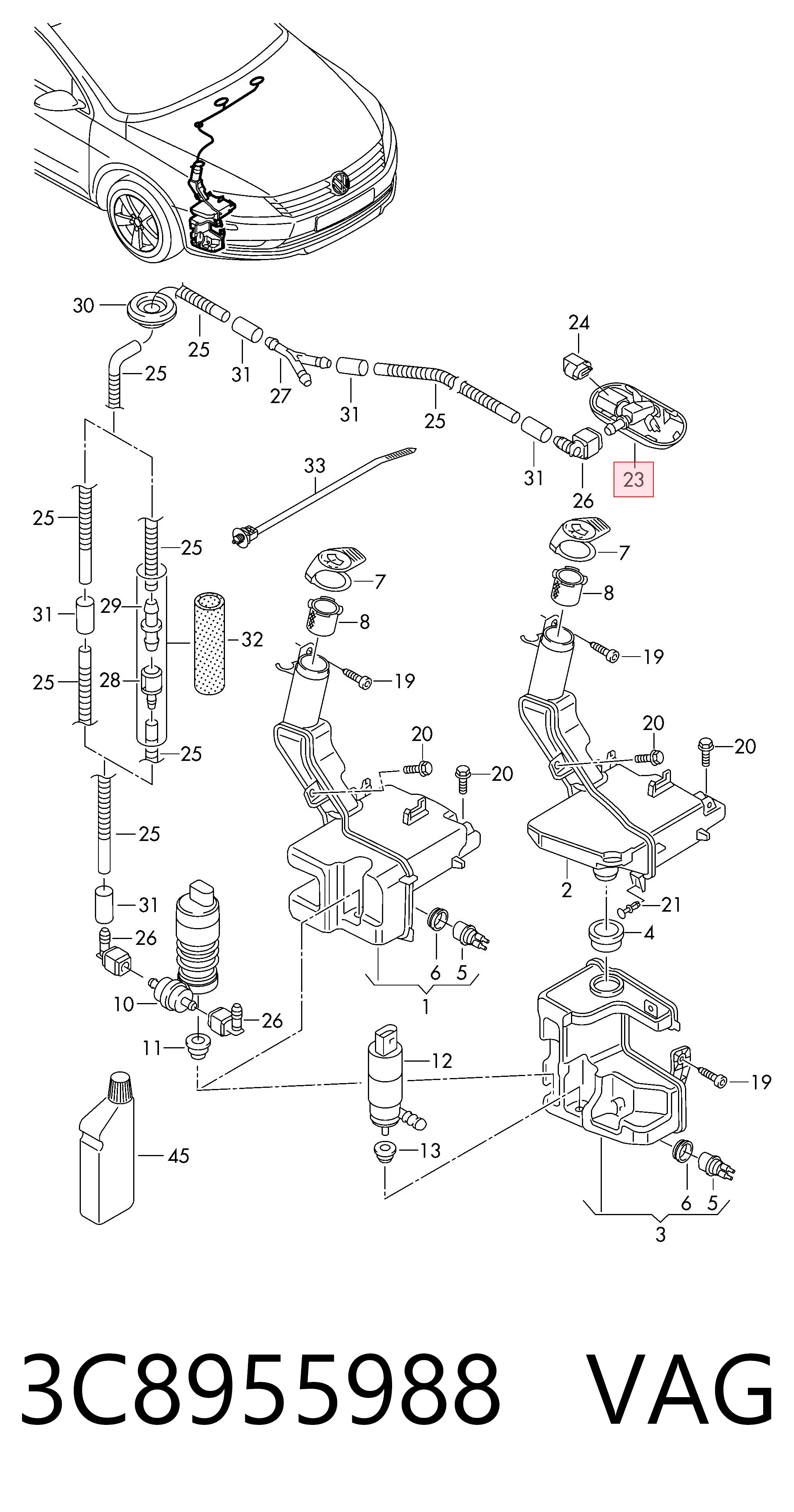 Веерная форсунка омывателя на Volkswagen Passat CC B7 358