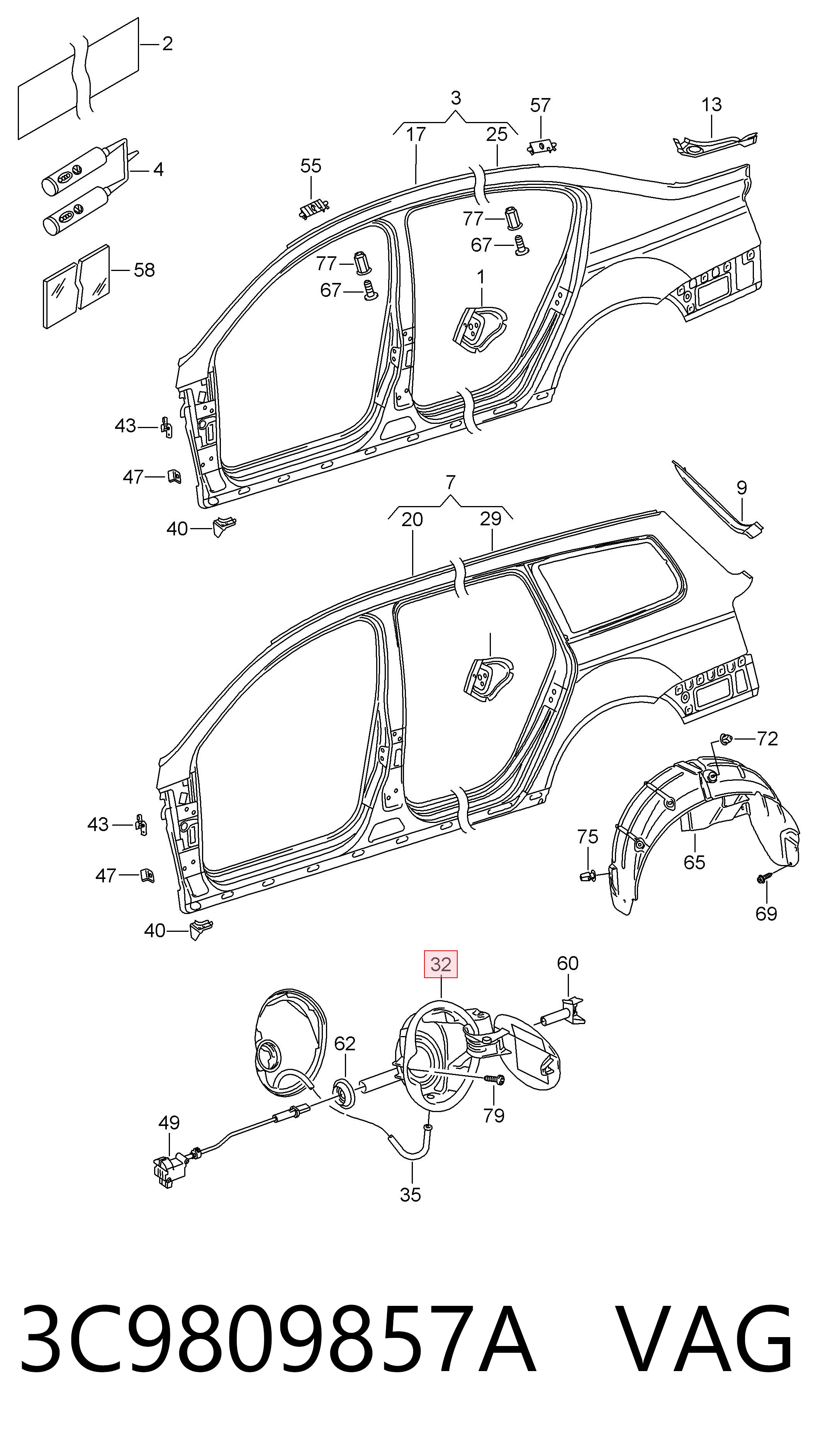 Дверка бензобака на Volkswagen Passat B6 3C5