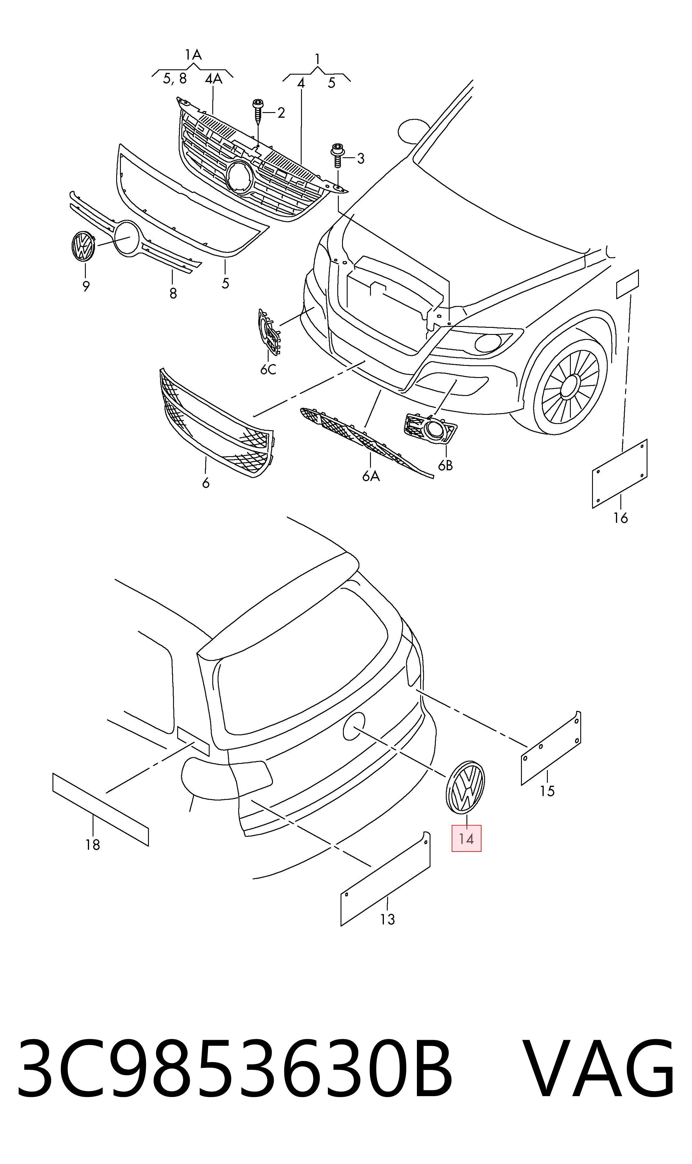 Фирменный значек на багажник на Volkswagen Passat B6 3C2
