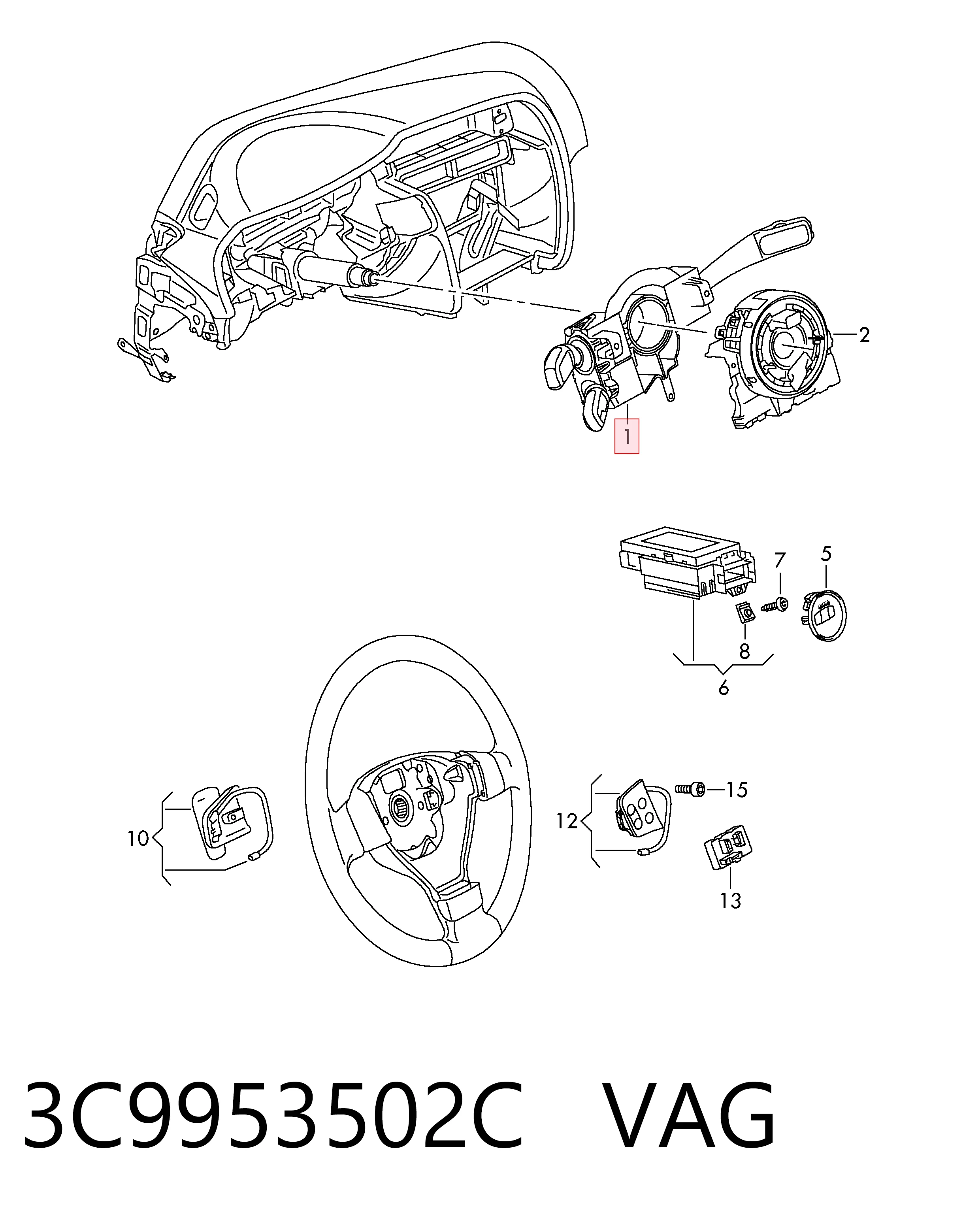 3C9953502C VAG Левый подрулевой переключатель