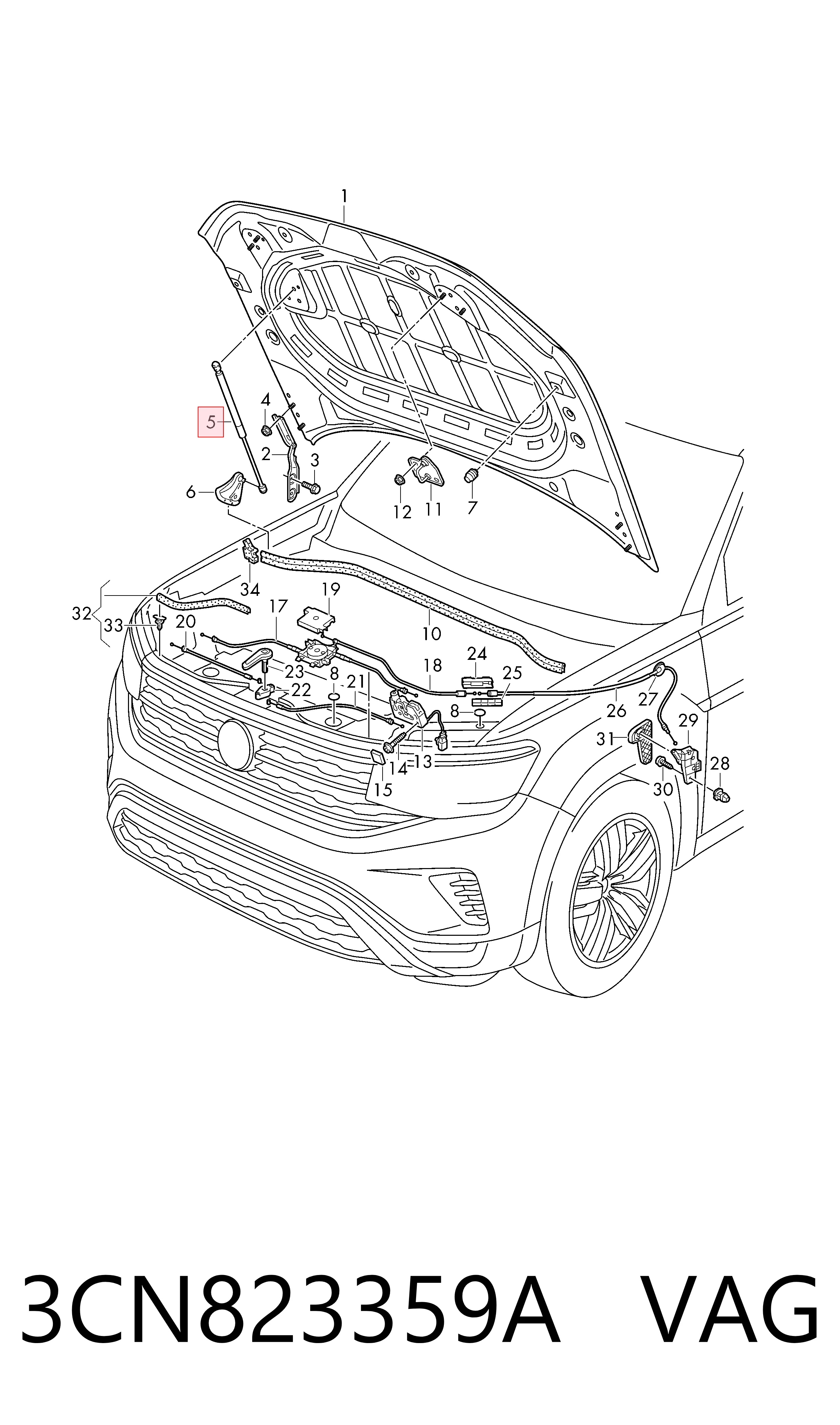 Амортизатор капота газовый VAG 3CN823359A цена, от 99.12 USD