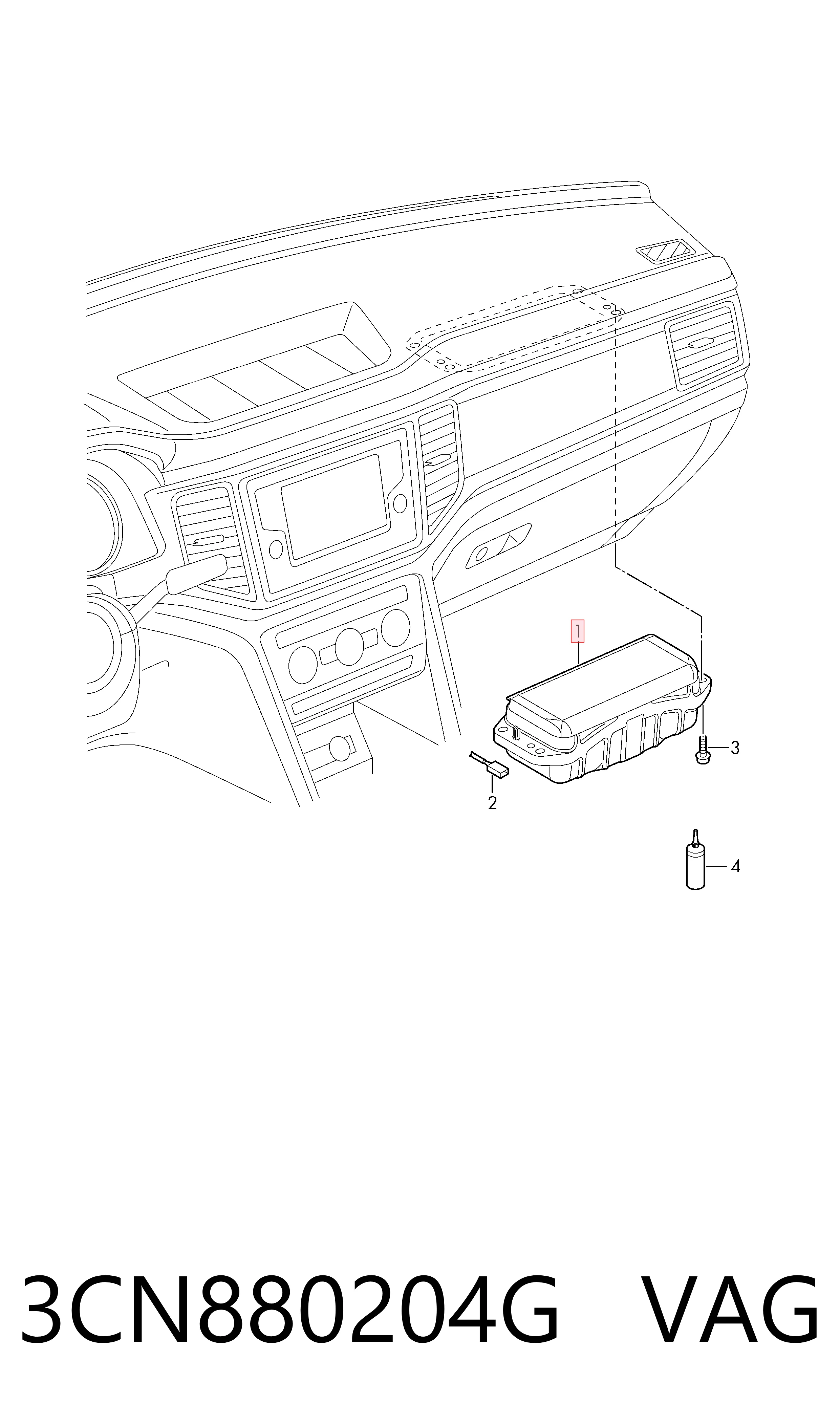 Подушка безопасности (AIRBAG) пассажирская VAG 3CN880204G цена, от 63.42 USD