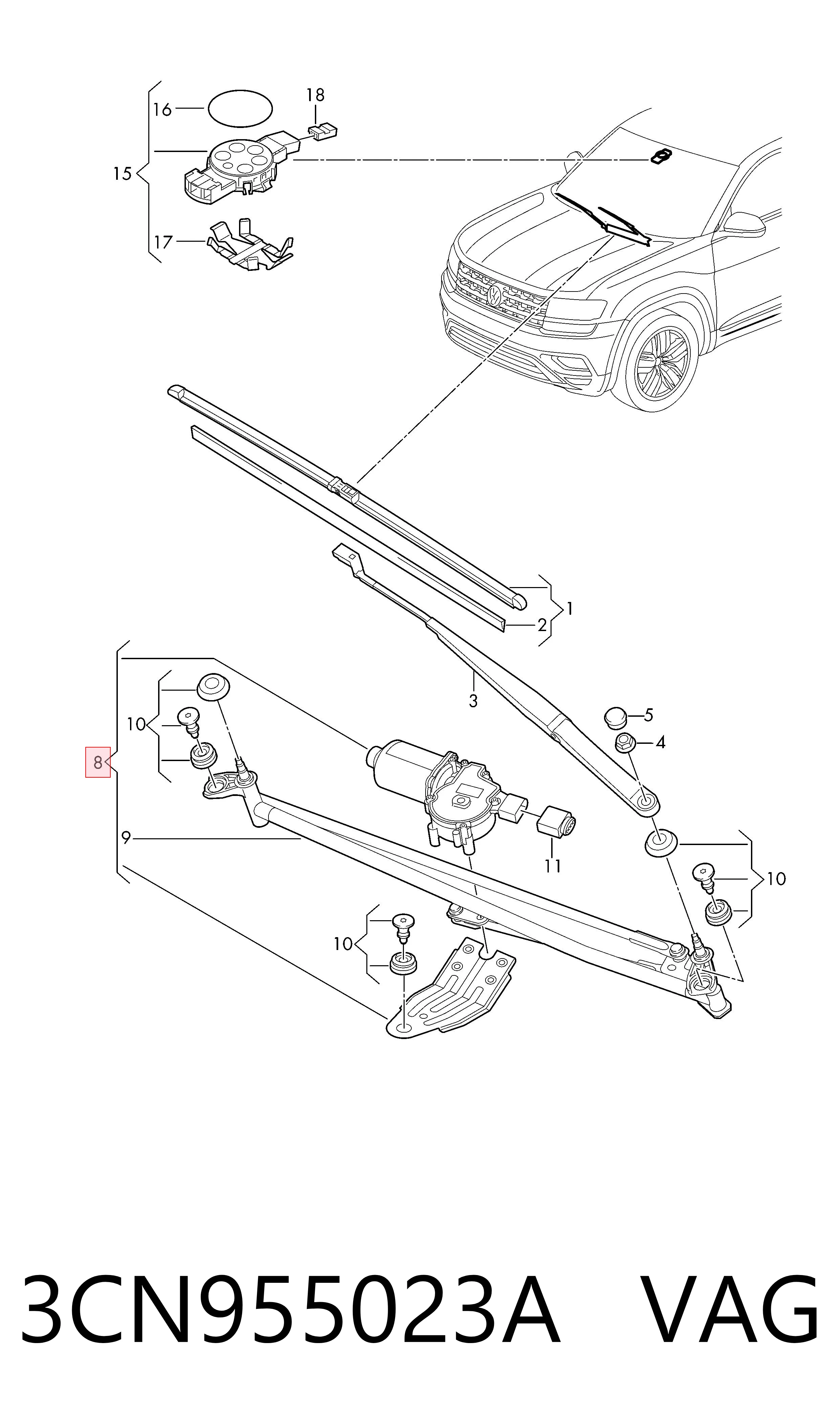 3CN955023A VAG Трапеция стеклоочистителя