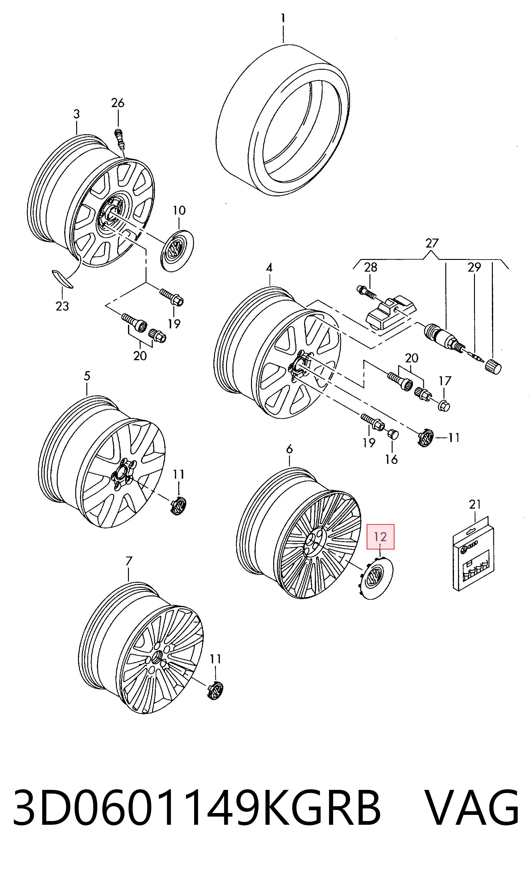 3D0601149KGRB VAG Колпаки на диски