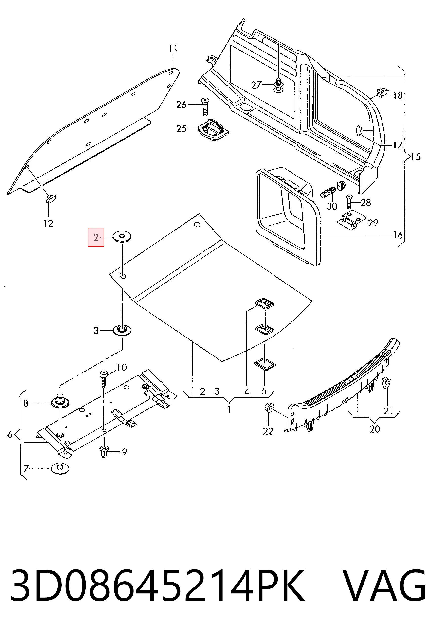 3D08645214PK VAG Петля крепления груза
