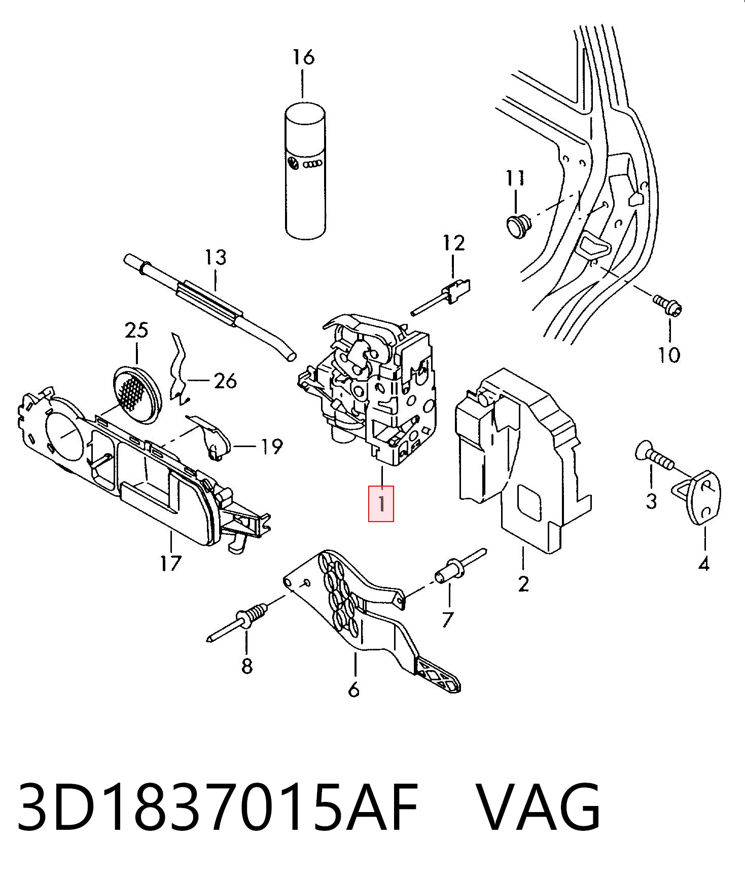 3D1837015AF VAG Замок двери водителя
