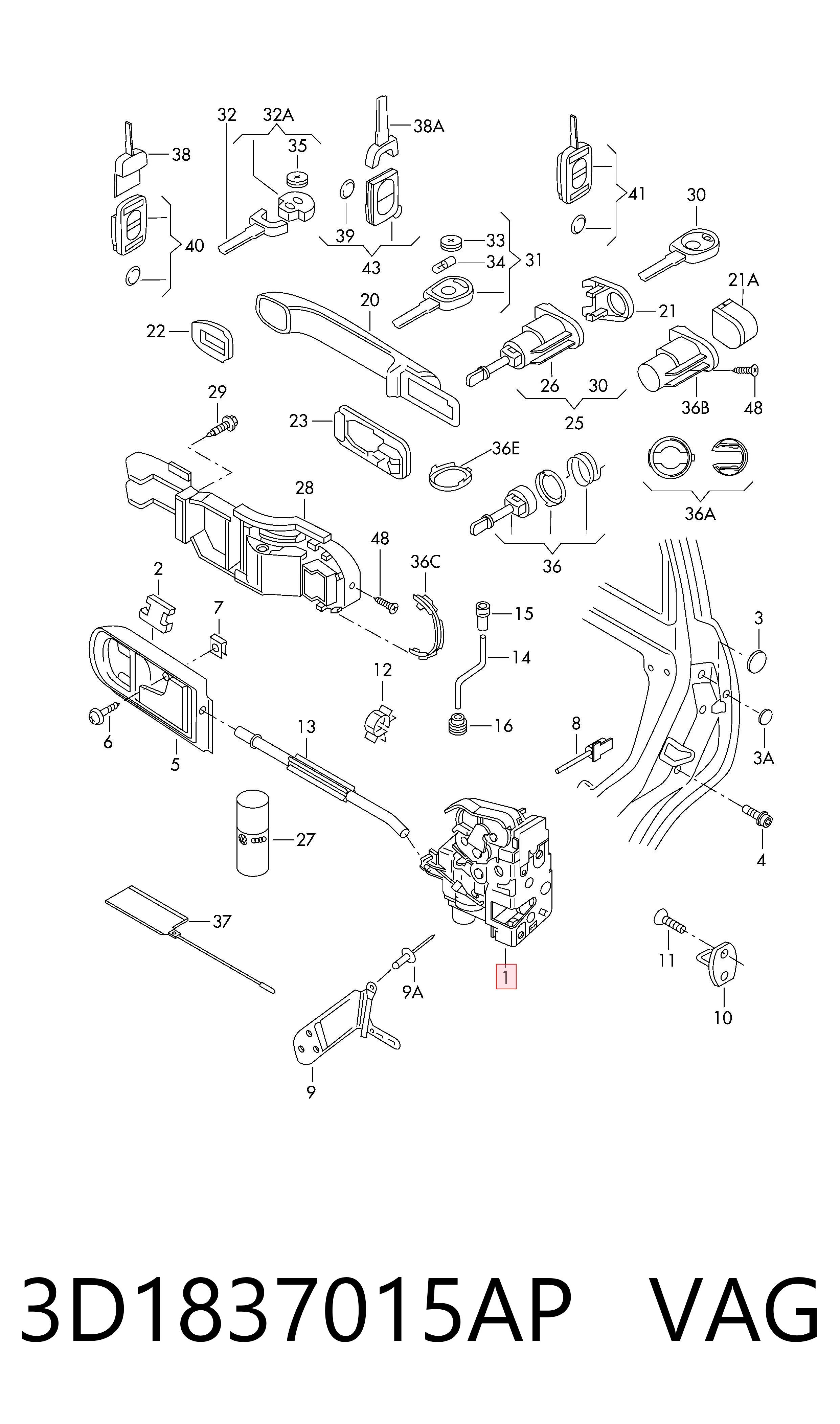 Запор кабины VAG 3D1837015AP цена, от 28.04 USD