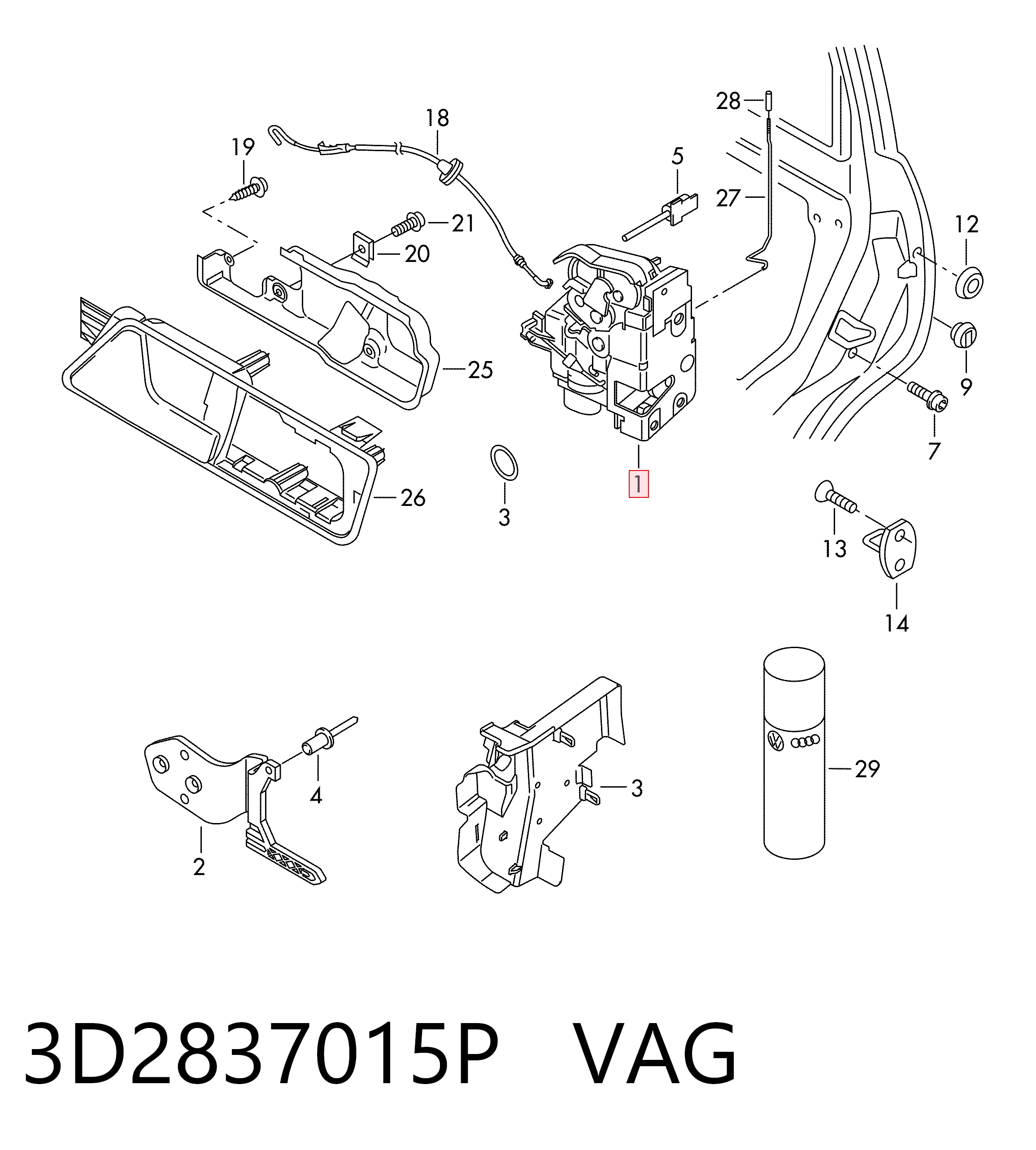 Запор кабины Volkswagen Phaeton I седан (3D1, 3D2, 3D3, 3D4, 3D6, 3D7, 3D8, 3D9) (2002 - 2016) цена, от 47.77 USD