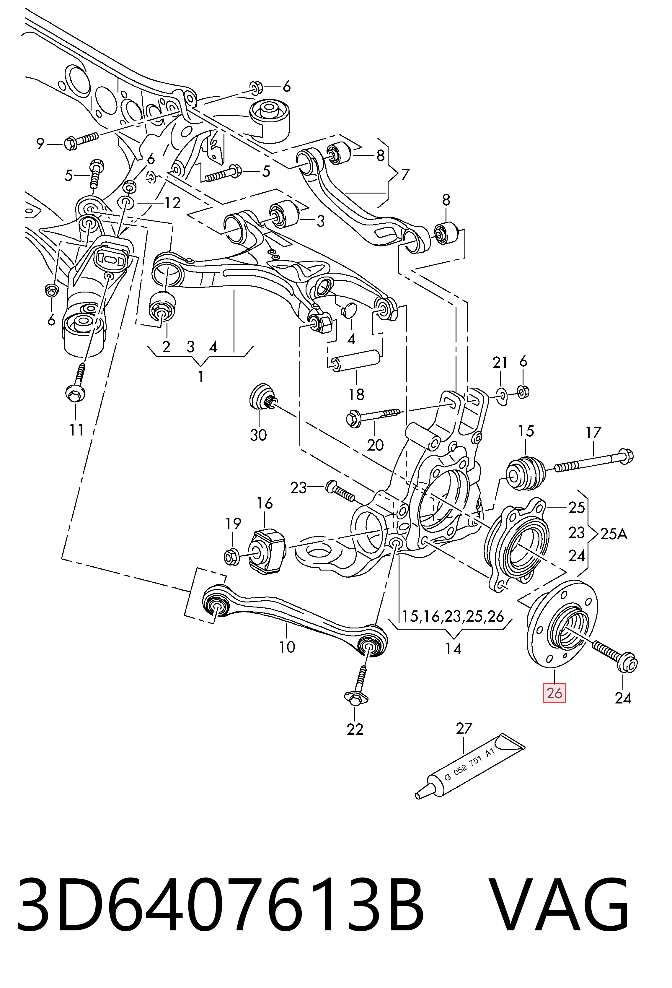 Ступица задняя на Audi A8 D3 4E2, 4E8