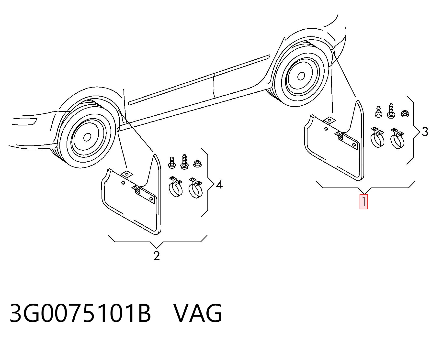 Брызговики задние, комплект на Volkswagen Passat B8 3G2, CB2