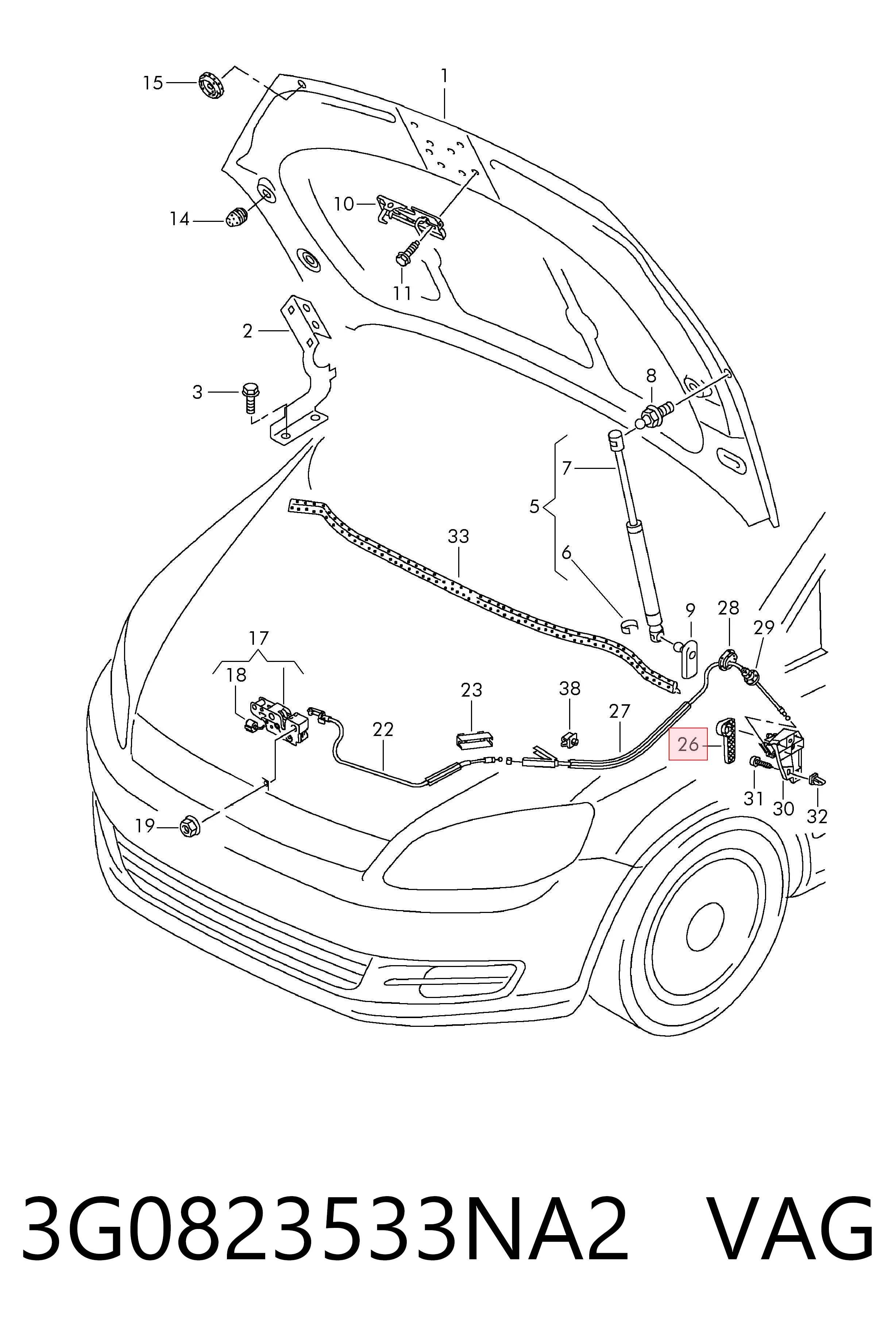 3G0823533NA2 VAG Ручка открытия капота