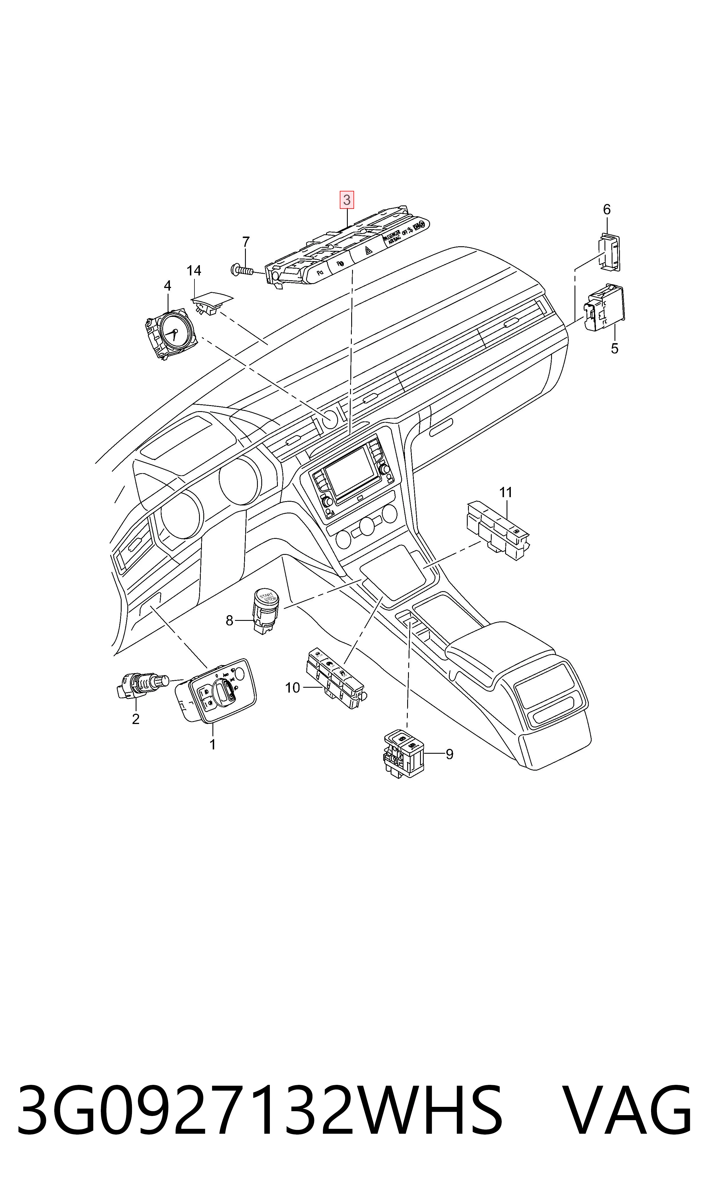 3G0927132WHS VAG Аварийная кнопка