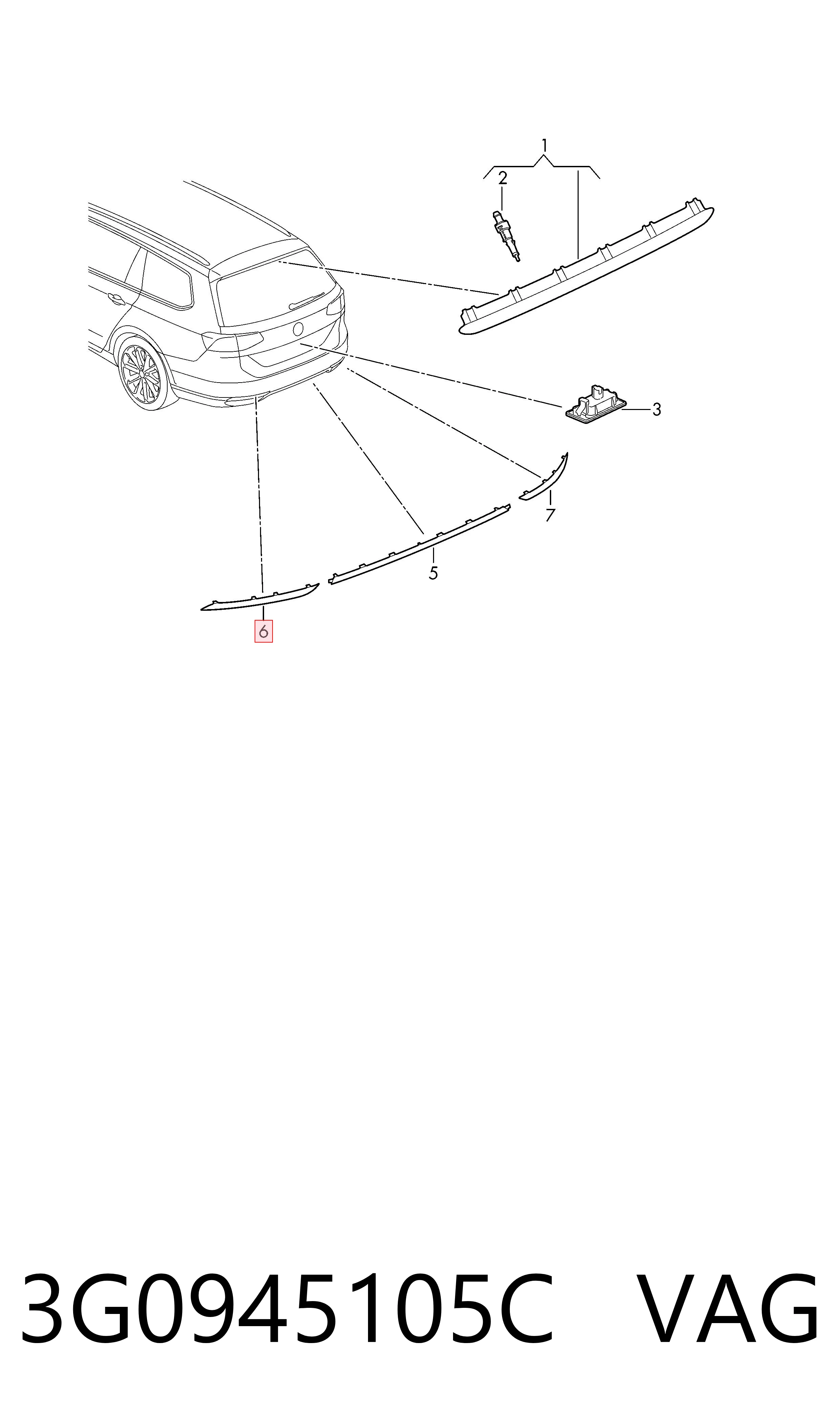 3G0945105C VAG Левый катафот бампера