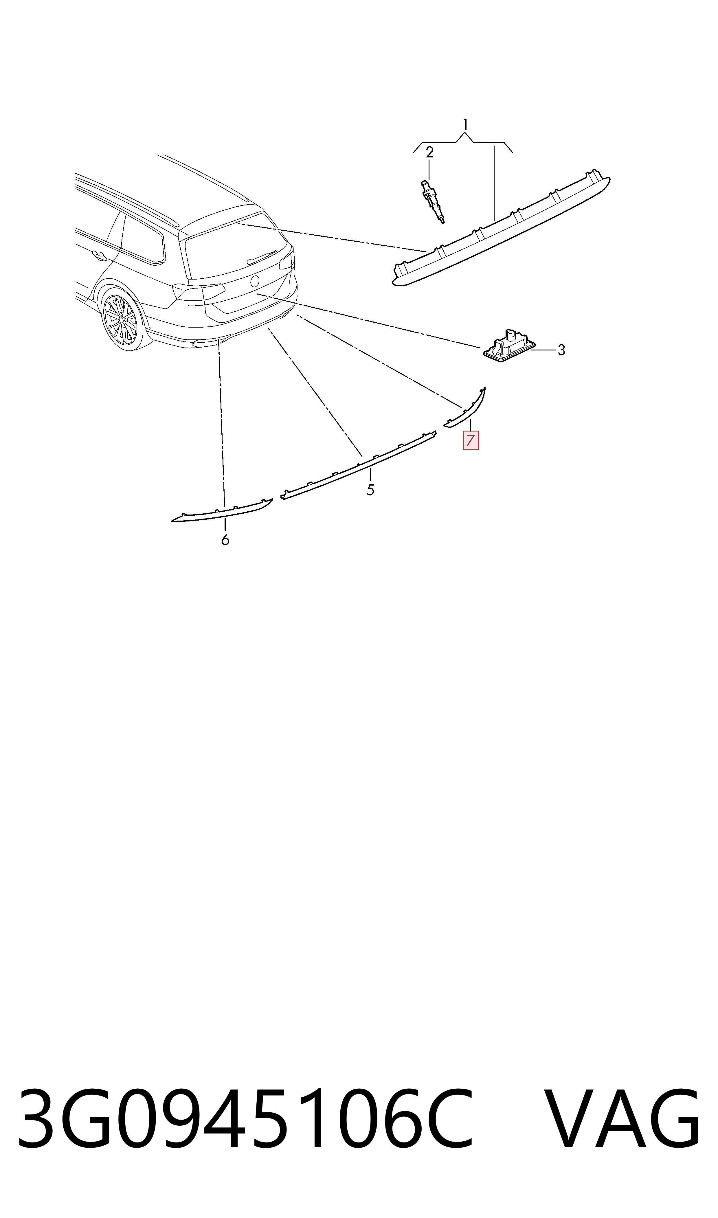 3G0945106C VAG Правый катафот бампера