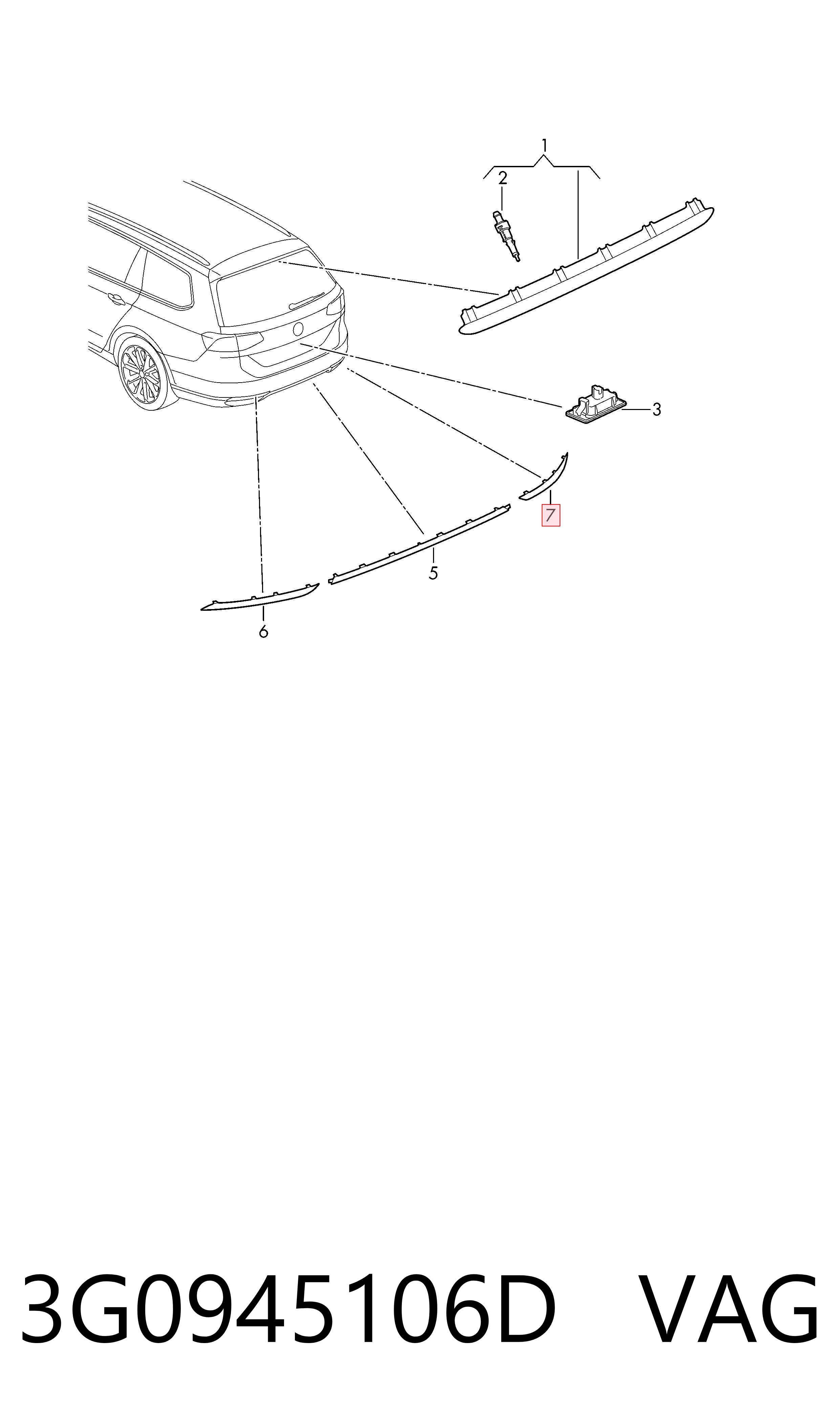 3G0945106D VAG Правый катафот бампера