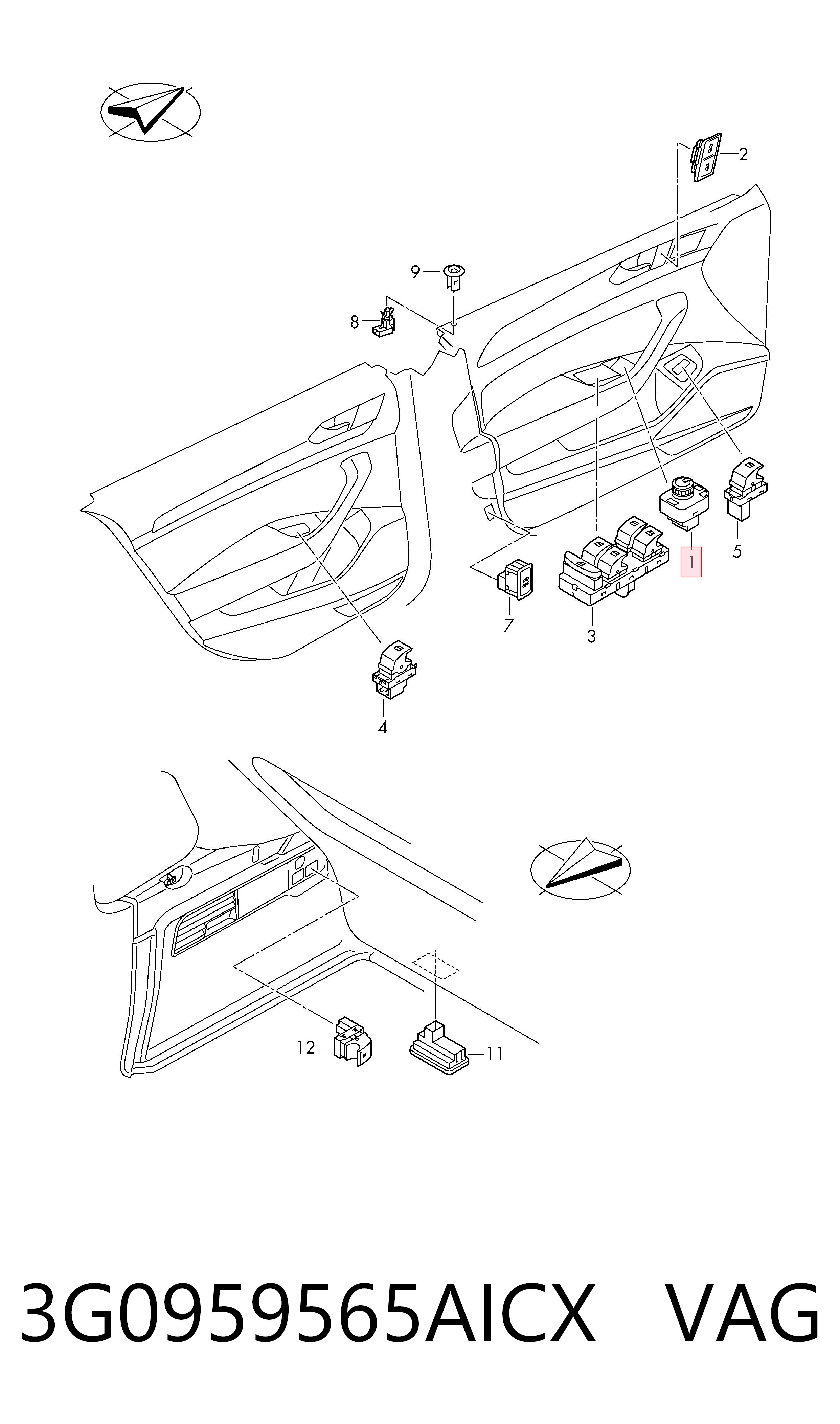 3G0959565AICX VAG Регулятор зеркал