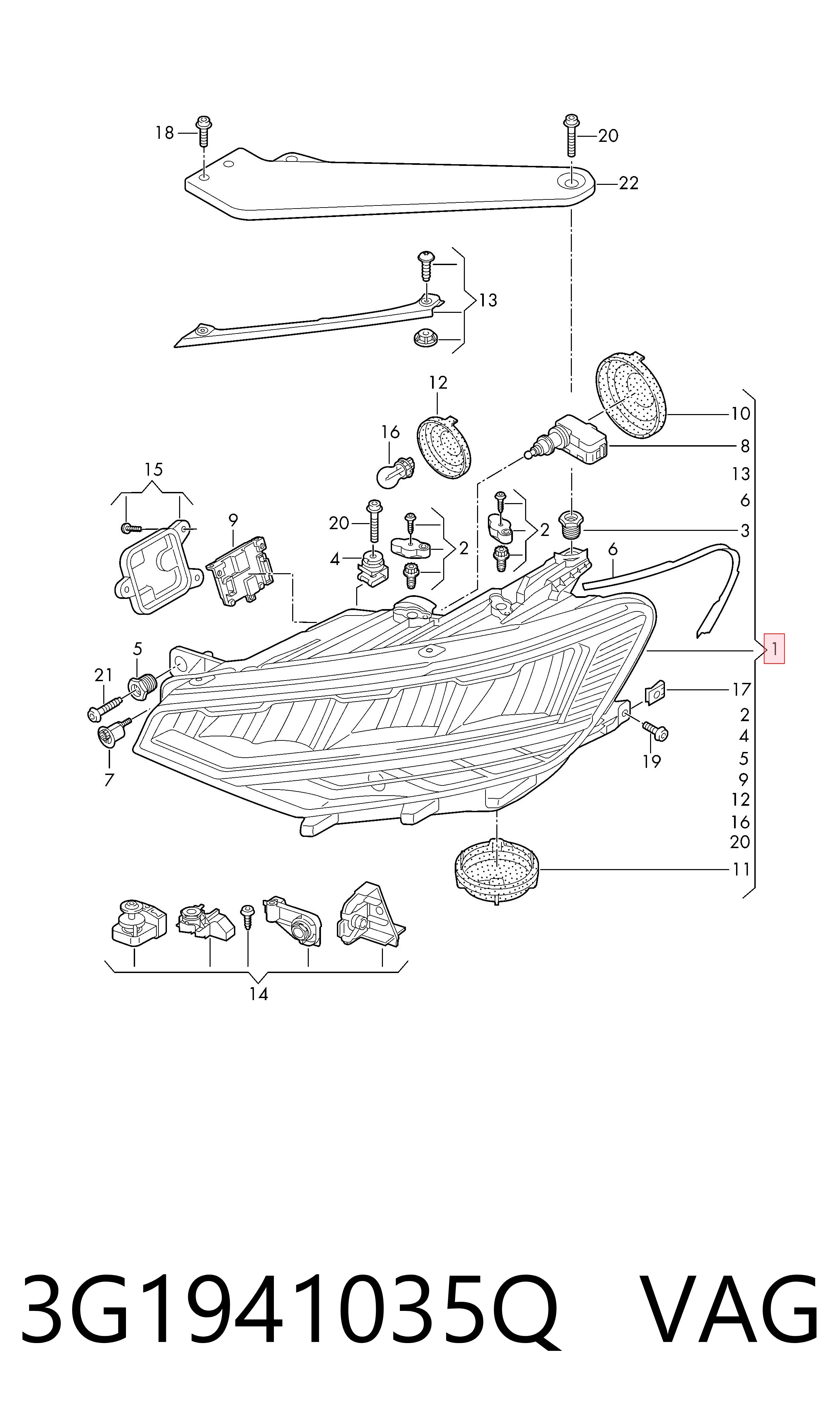 Фара левая VAG 3G1941035Q цена, от 441.55 USD