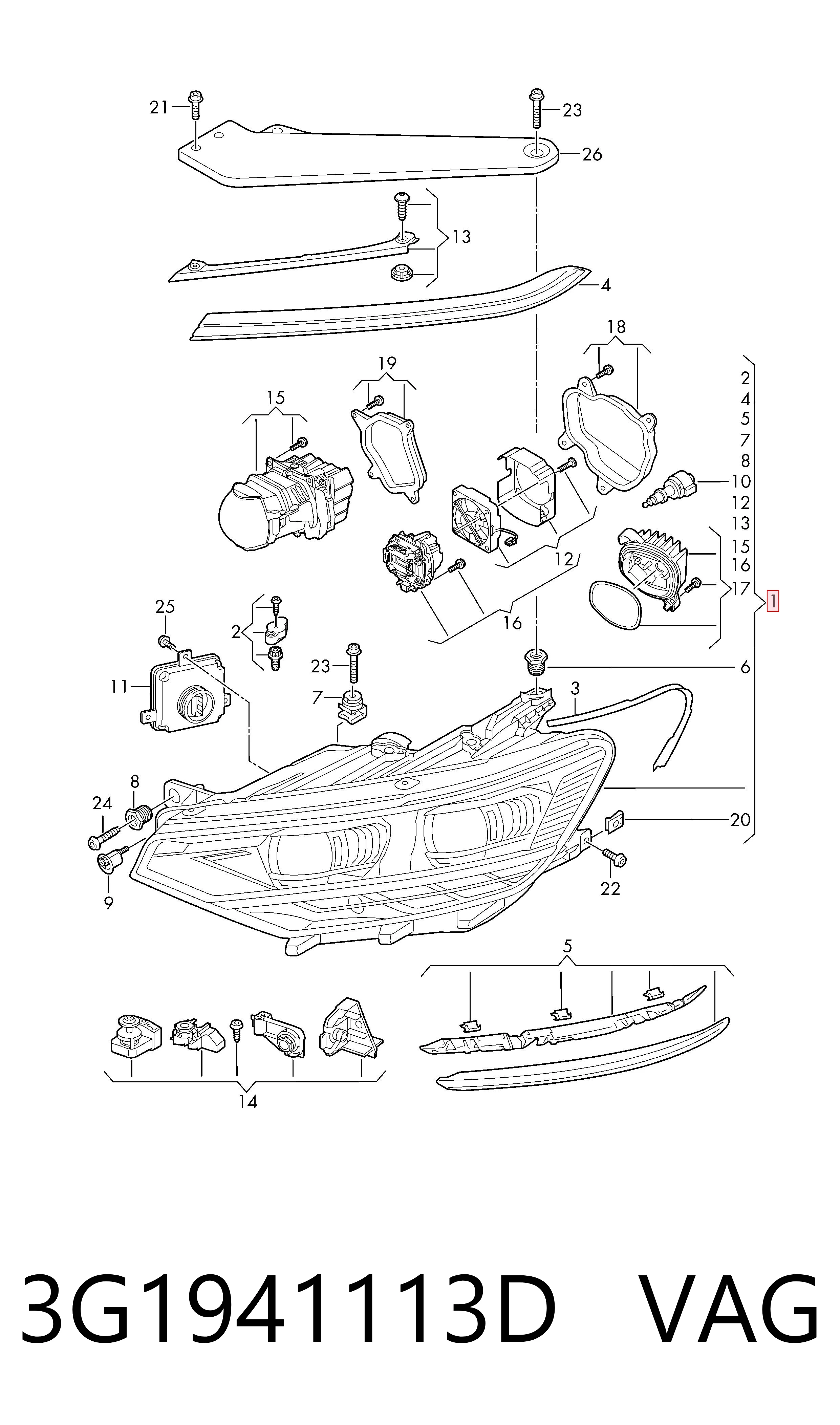 Фара левая VAG 3G1941113D цена, от 633.47 USD