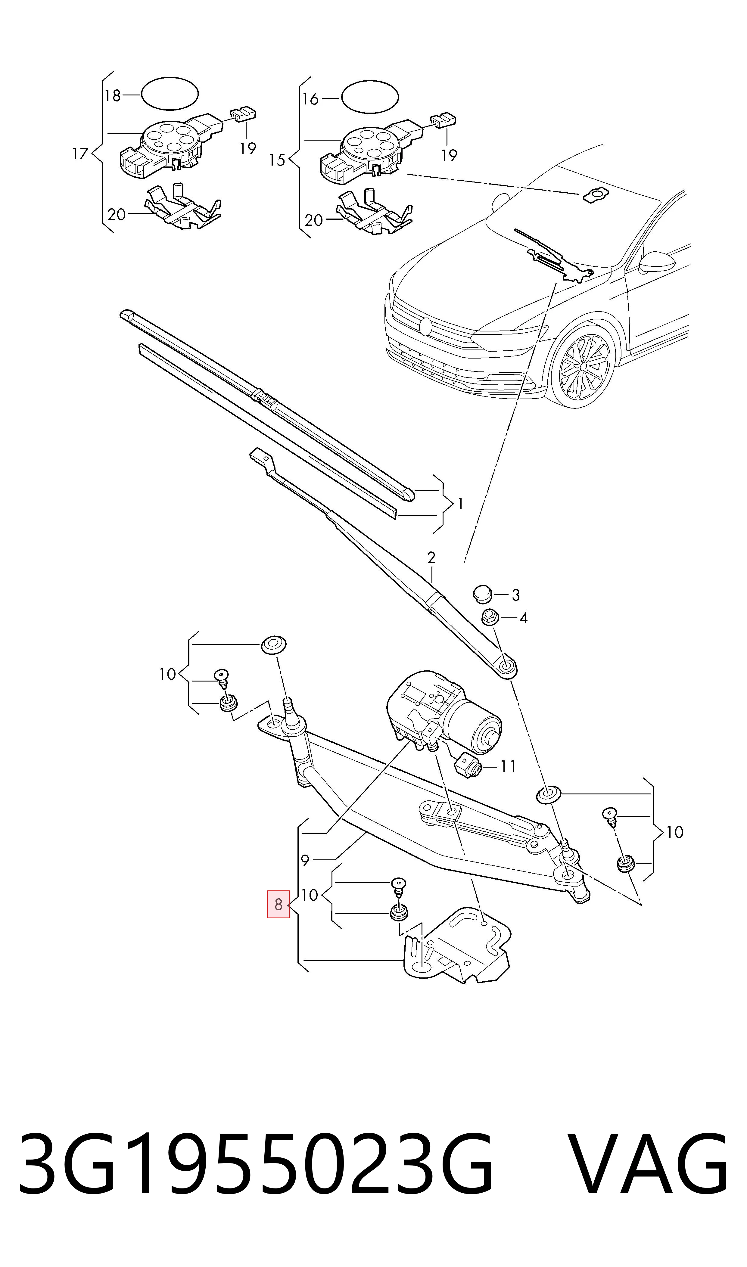 3G1955023G VAG Трапеция стеклоочистителя