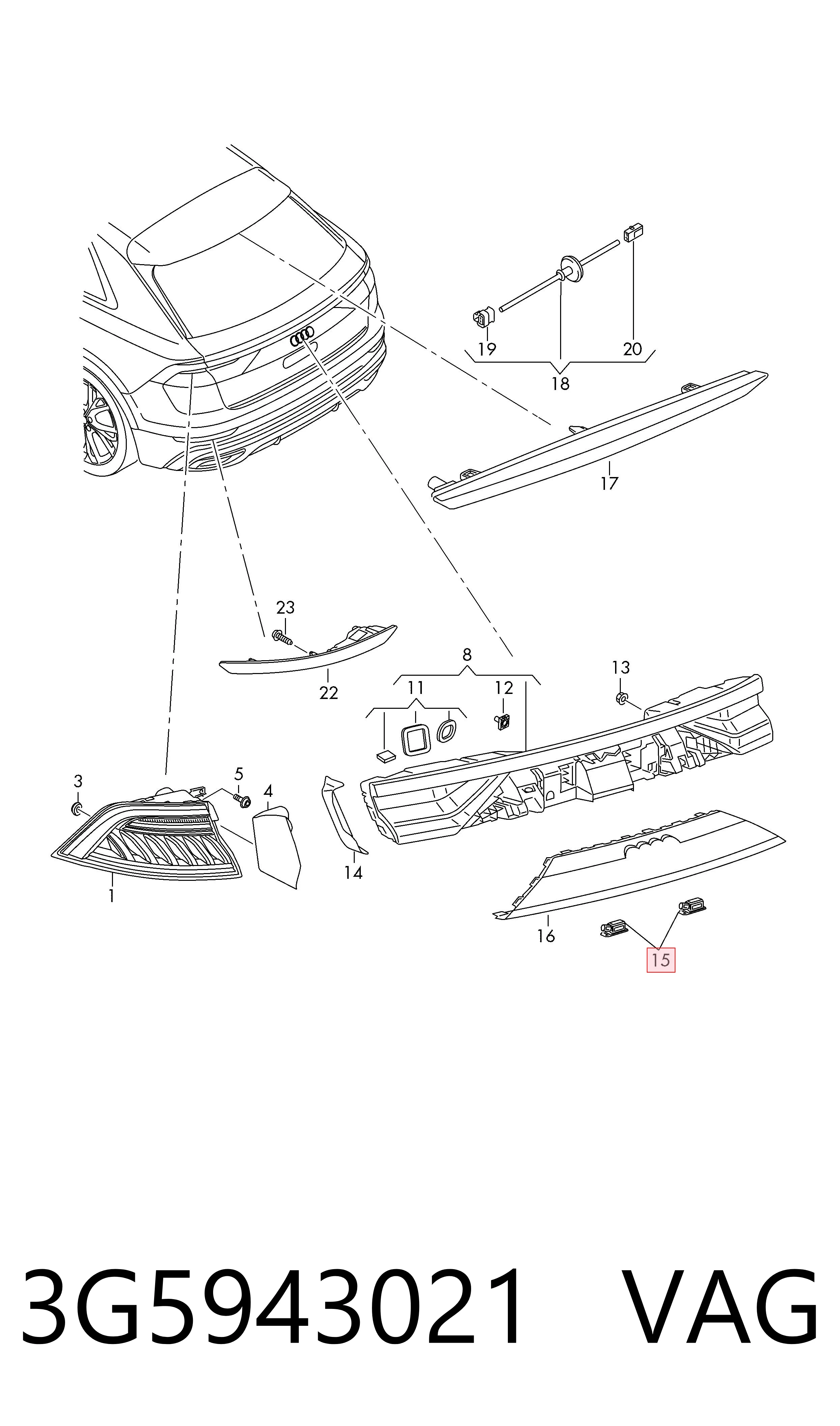 3G5943021 VAG Фонарь освещения номера