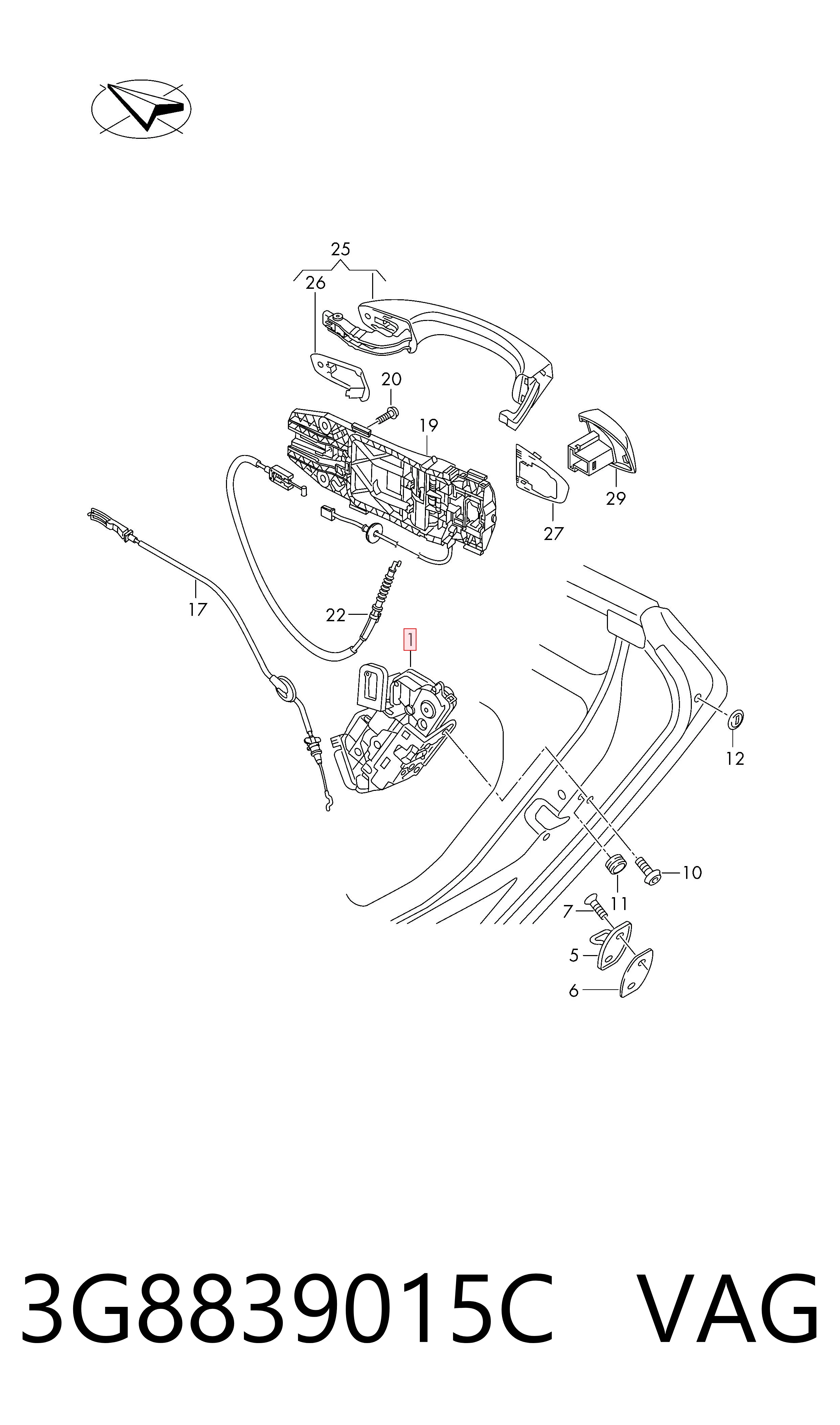 Замок задней двери, левой VAG 3G8839015C цена, от 50.17 USD