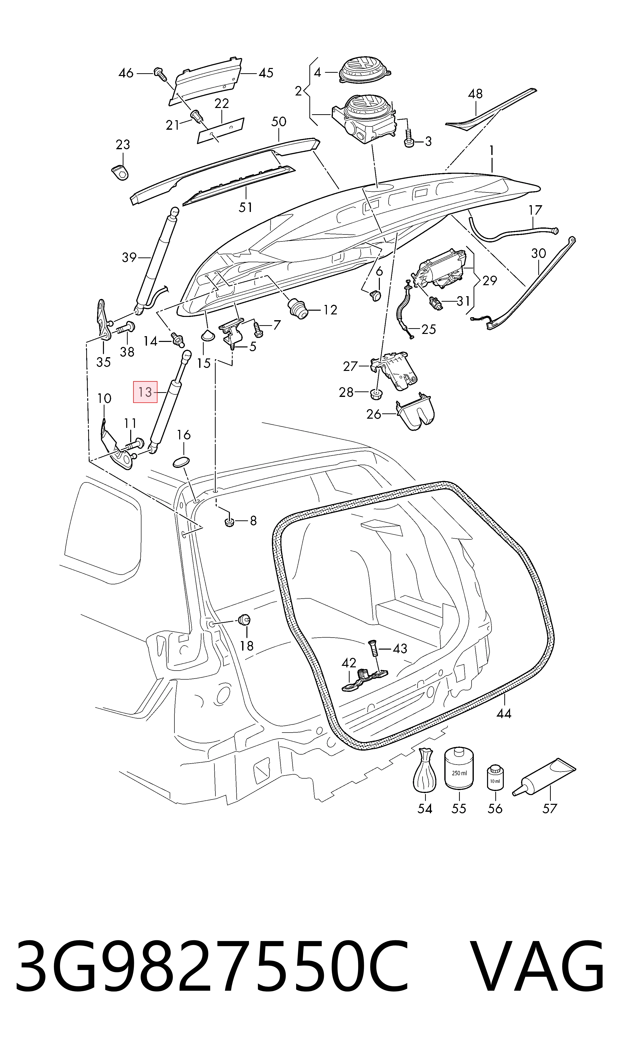 3G9827550C VAG Амортизатор крышки багажника