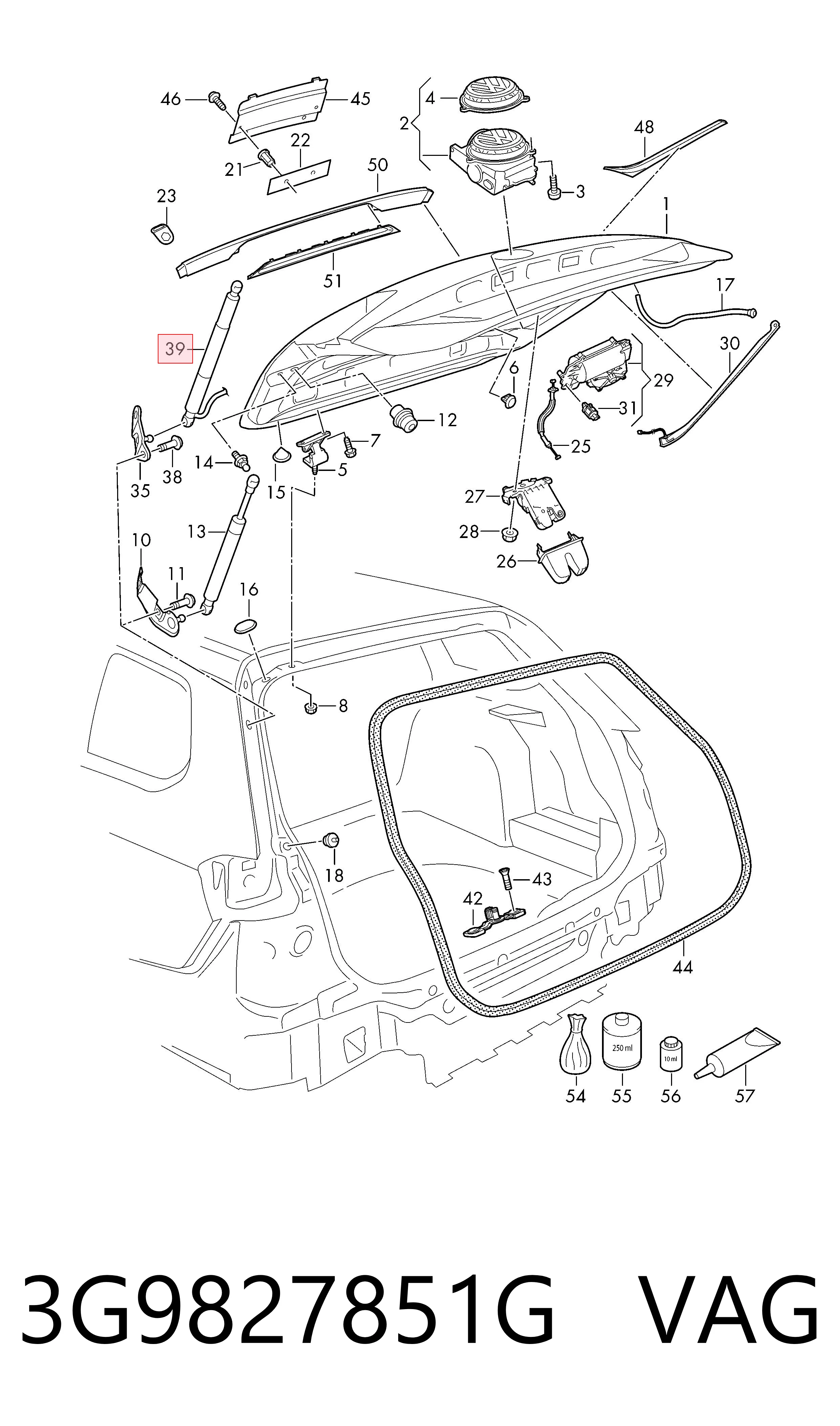 3G9827851G VAG Амортизатор крышки багажника