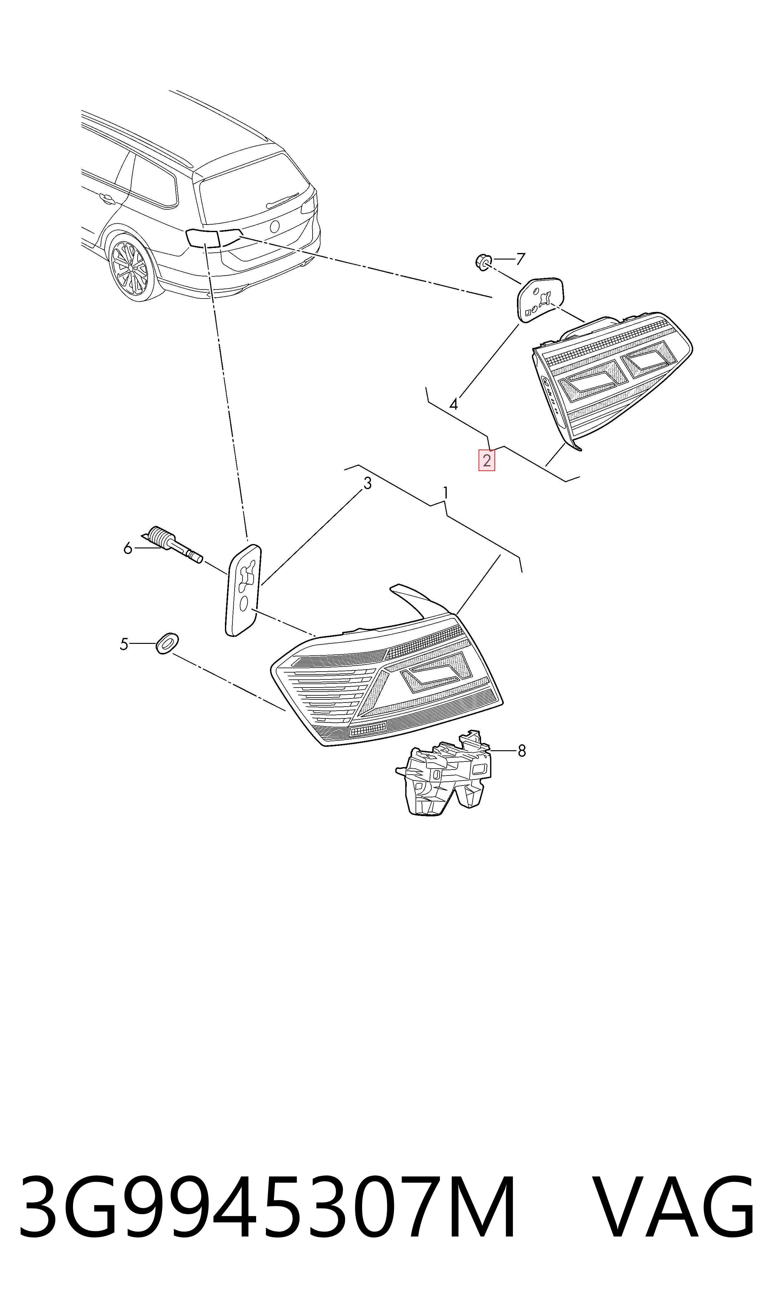 3G9945307M VAG Задняя левая внутренняя фара